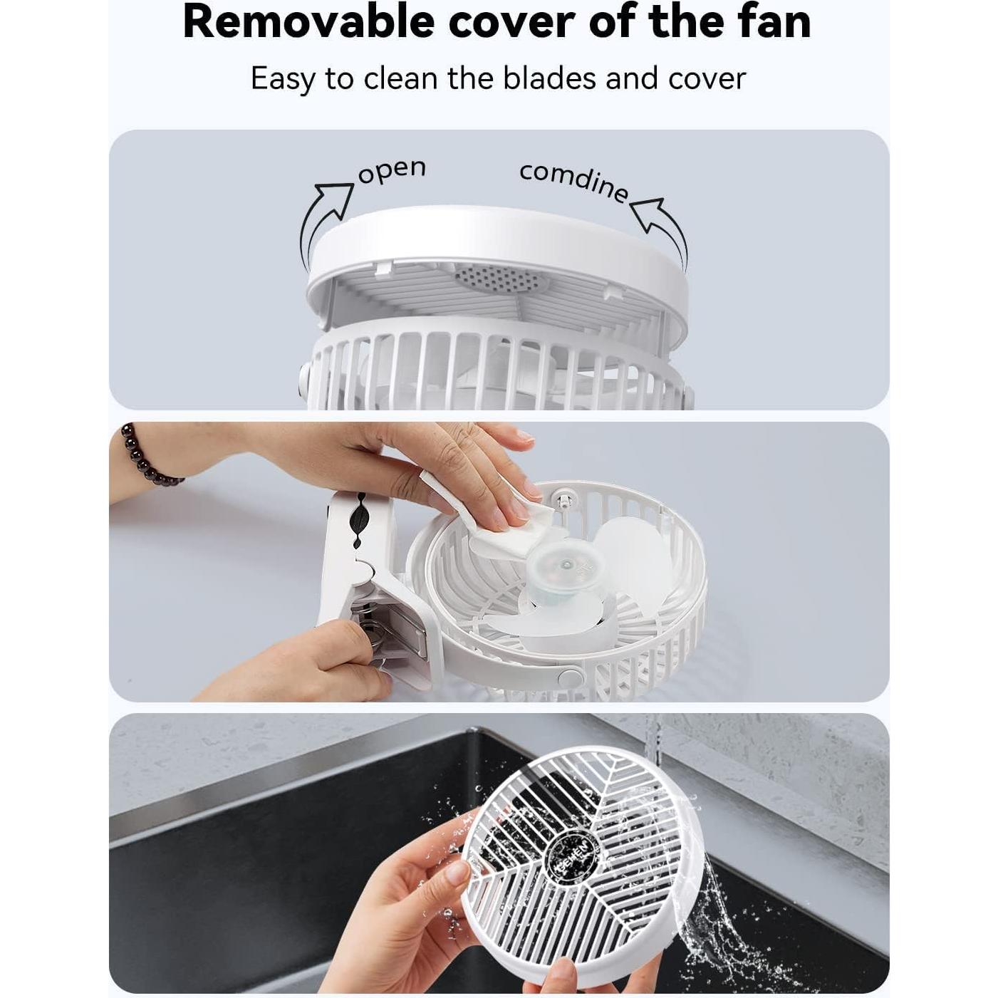 Ventilador Portátil Clip-on Genérico 10000mAh 3 Velocidades Blanco