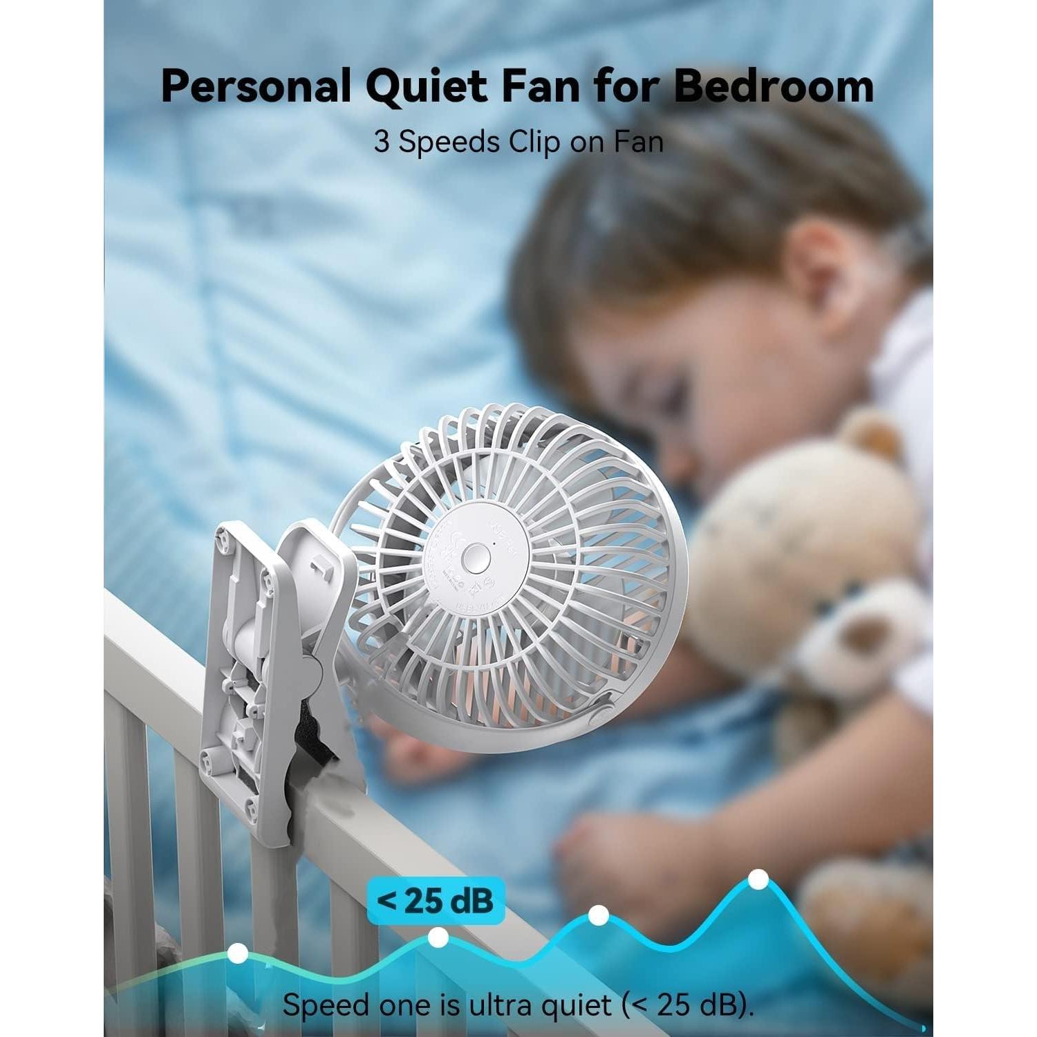 Ventilador Portátil Clip-on Genérico 10000mAh 3 Velocidades Blanco