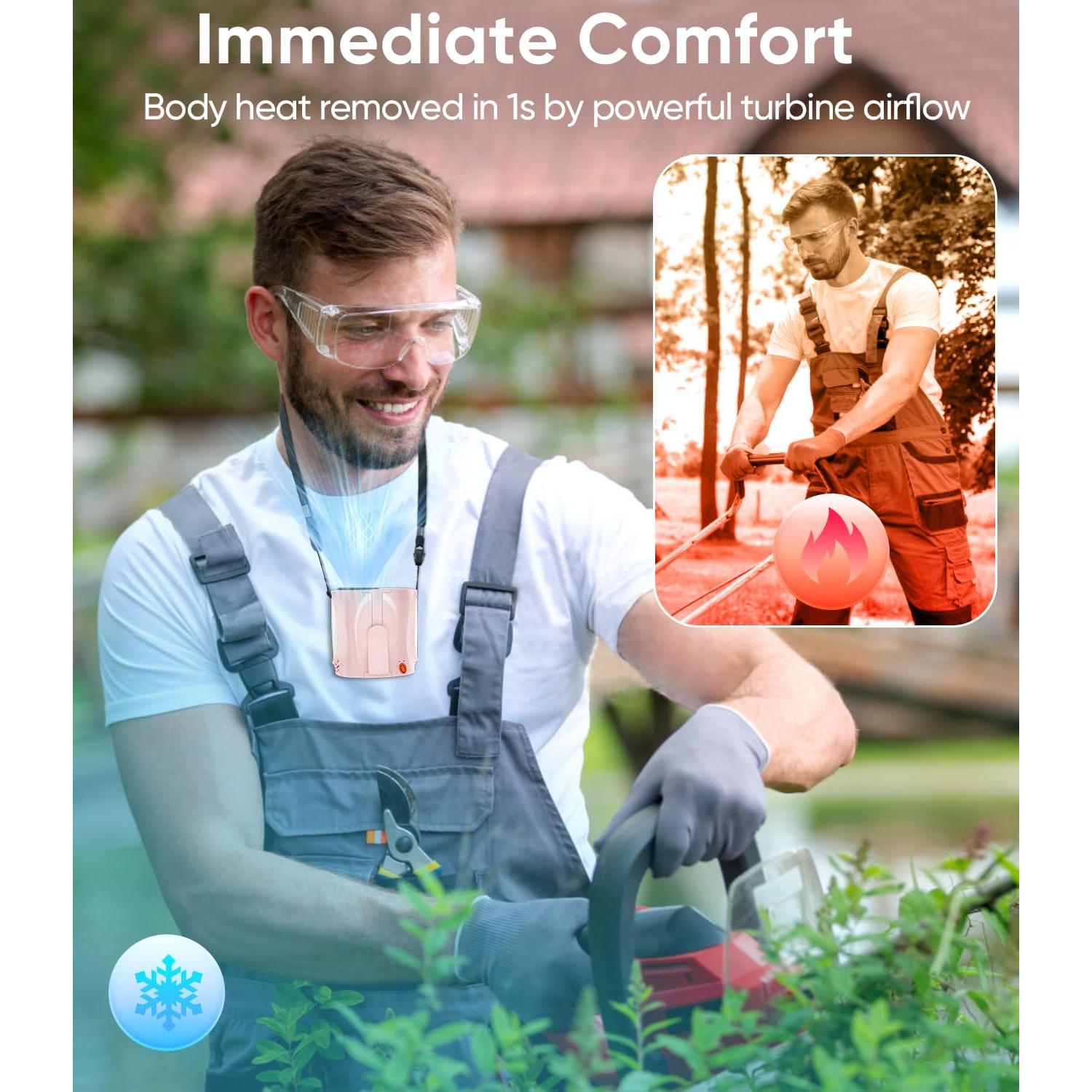 Ventilador Portátil de Cintura Tedajo Y7, 6 Velocidades, Rosa