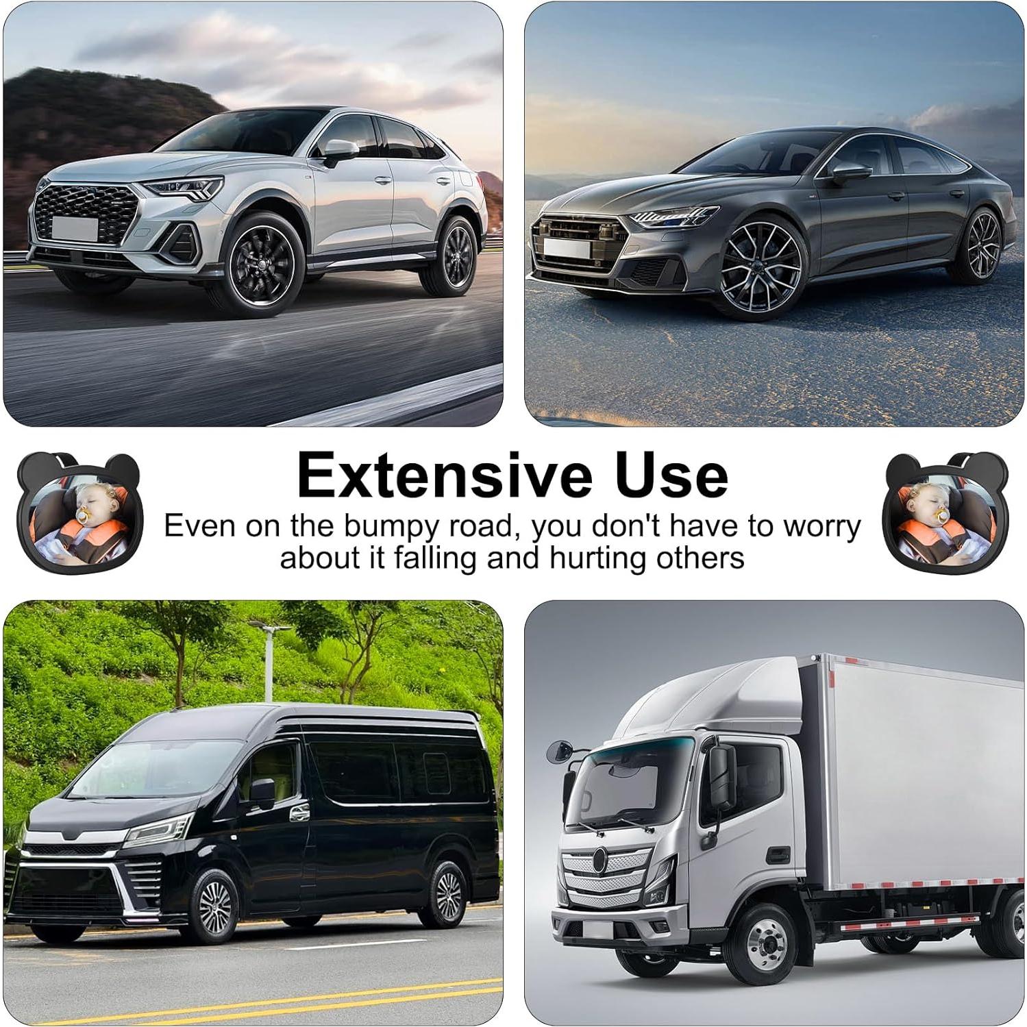 Espejo de Coche para Bebé Fulushouxi BGMUS-026-01 Negro