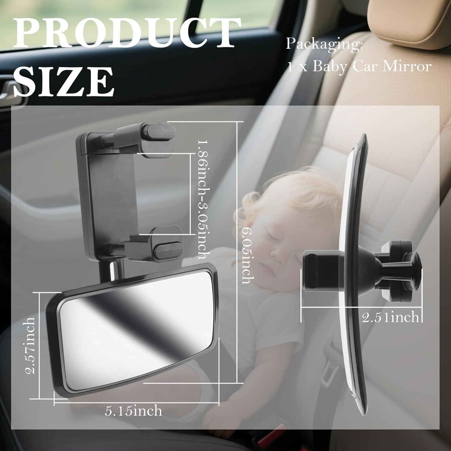 Espejo Retrovisor para Bebé YGDMD Ajustable 360° Negro