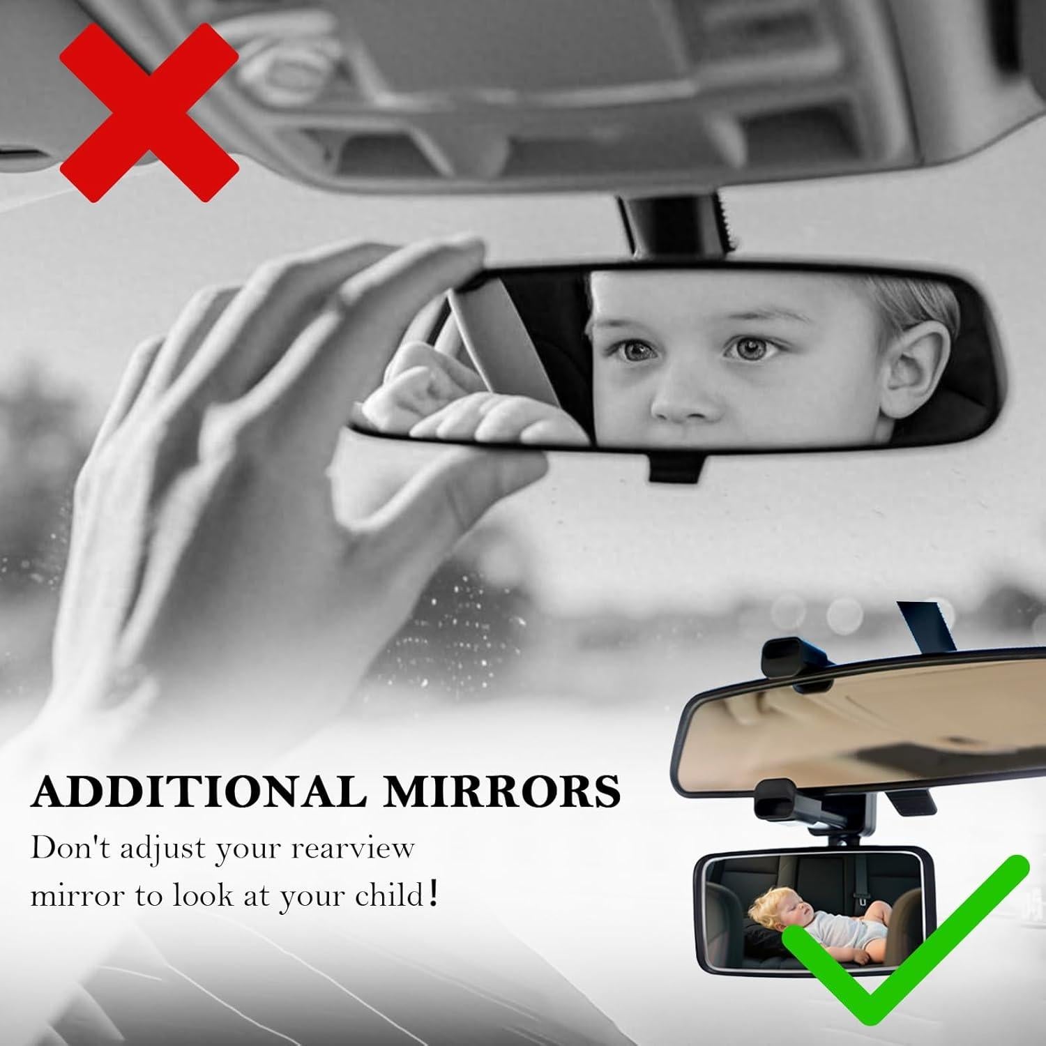 Espejo Retrovisor para Bebé YGDMD Ajustable 360° Negro