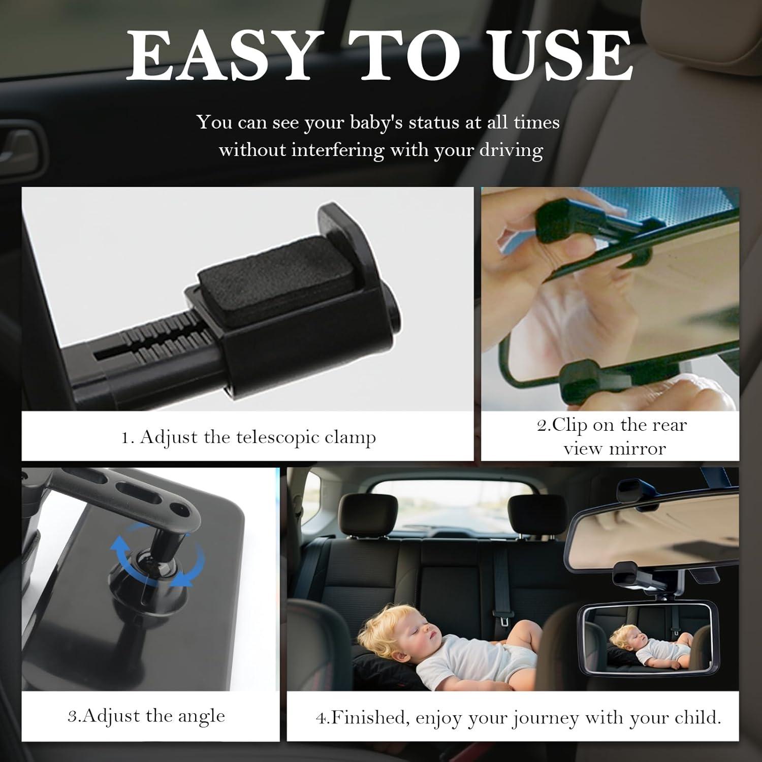 Espejo Retrovisor para Bebé YGDMD Ajustable 360° Negro