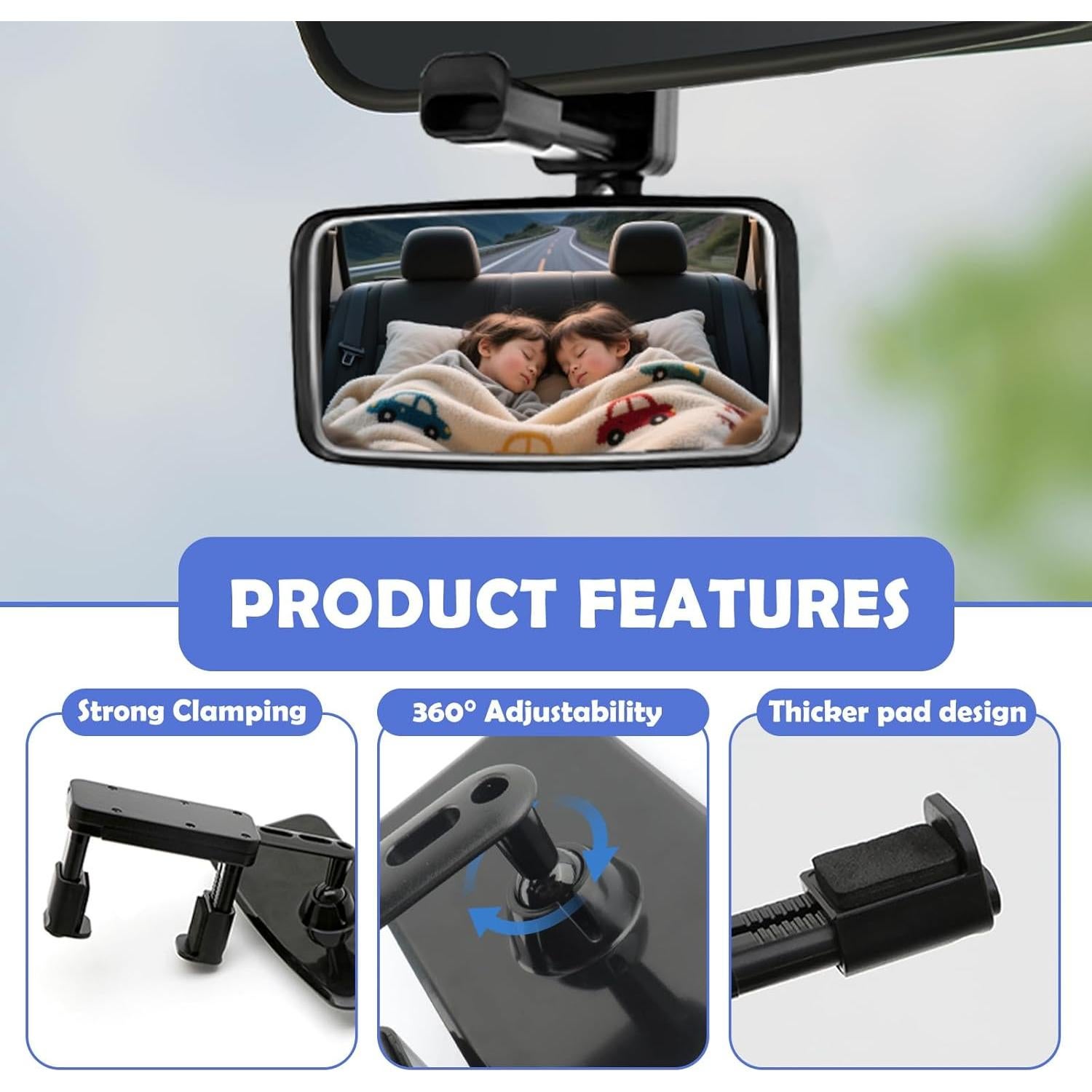 Espejo de Coche para Bebé Figpade Ajustable 360° Curvado