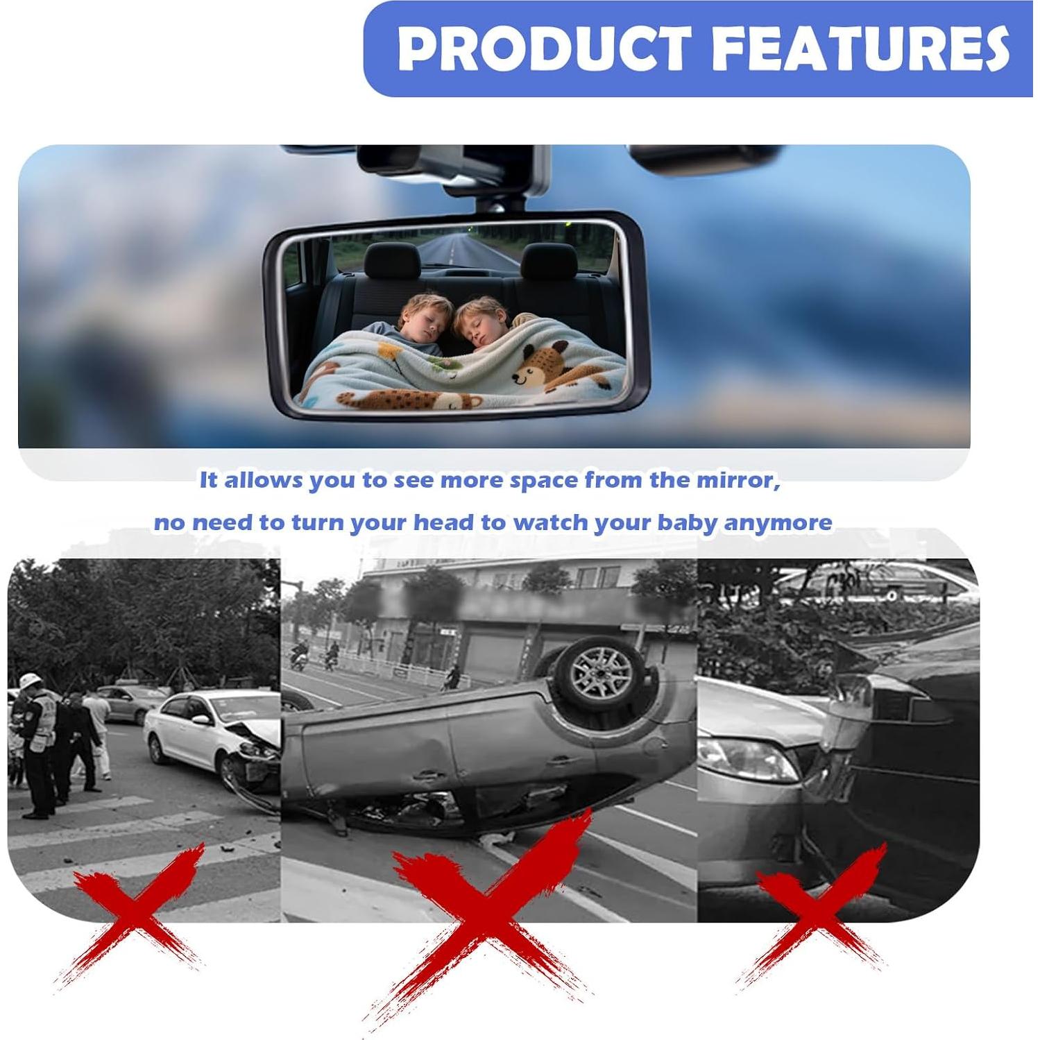 Espejo de Coche para Bebé Figpade Ajustable 360° Curvado