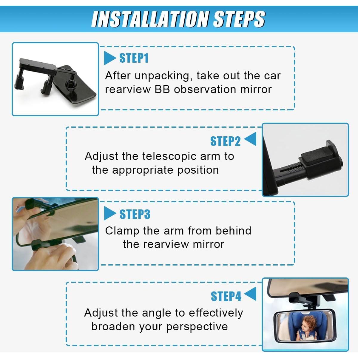 Espejo Convexo para Bebés UHANBUT Ajustable 360° Negro