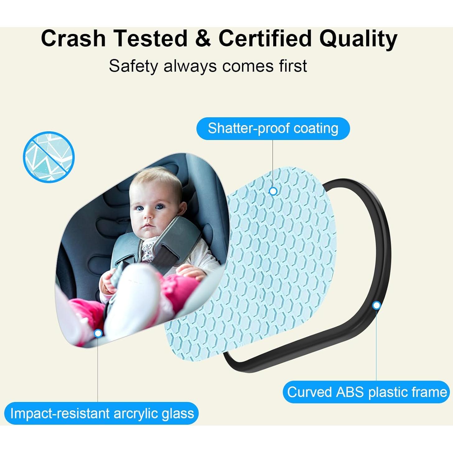 Espejo de Coche para Bebés BOEYOS BM100 Negro 360° Ajustable