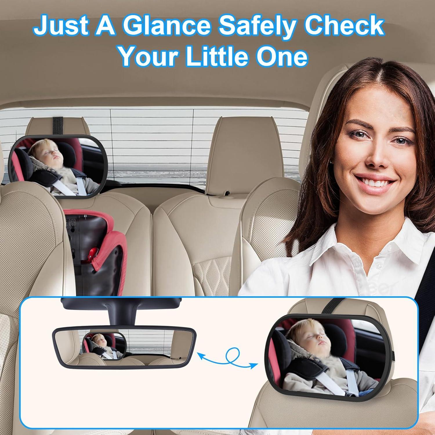 Espejo de Coche para Bebés BOEYOS BM100 Negro 360° Ajustable