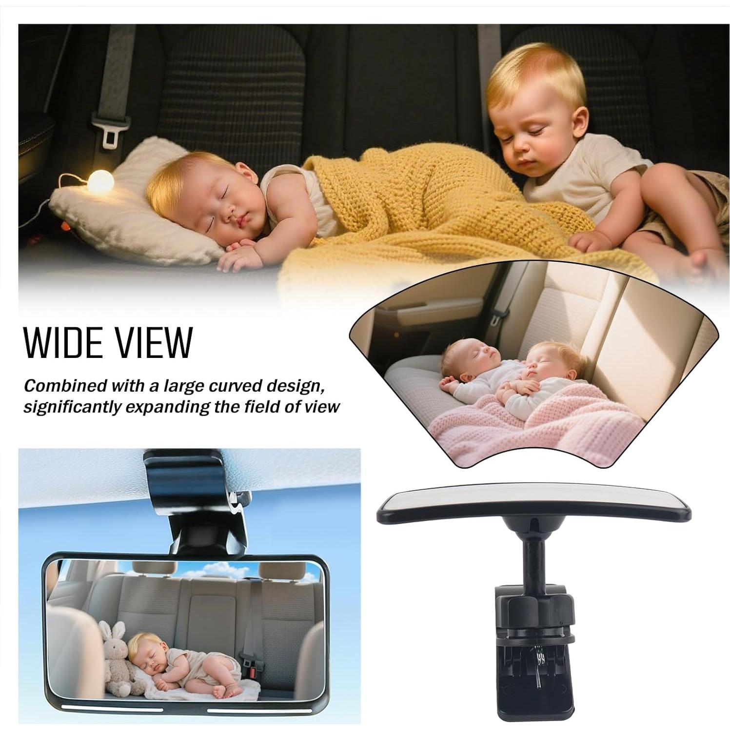 Espejo Retrovisor para Bebé VKQTS 360° Clip-on Negro