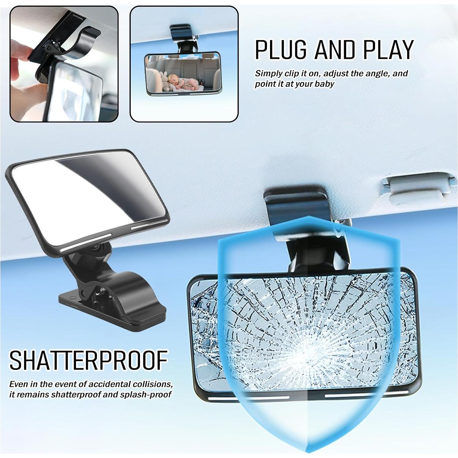 Espejo Retrovisor para Bebé VKQTS 360° Clip-on Negro