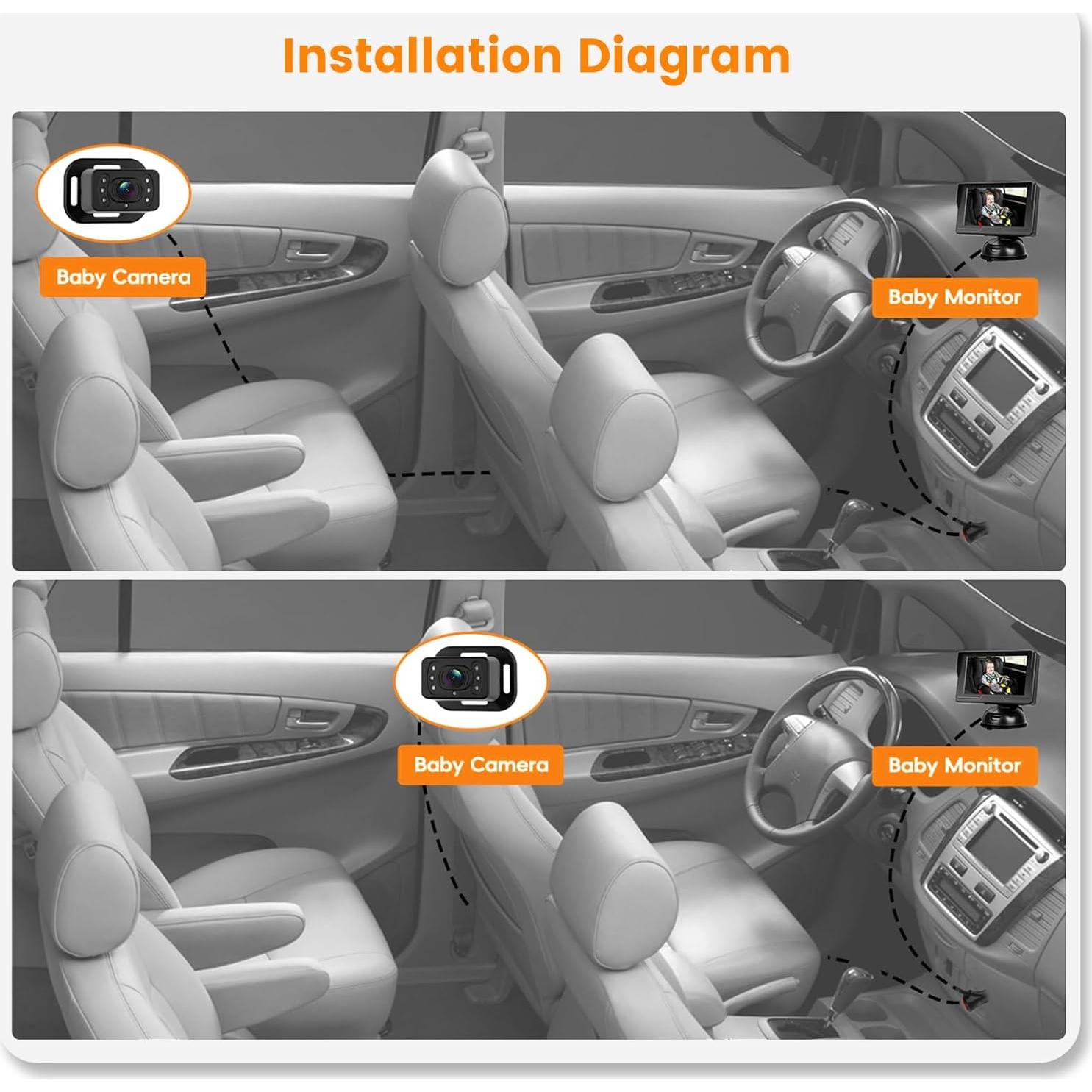 Monitor de Coche para Bebés Upriding 4.3" con Cámara Gran Angular