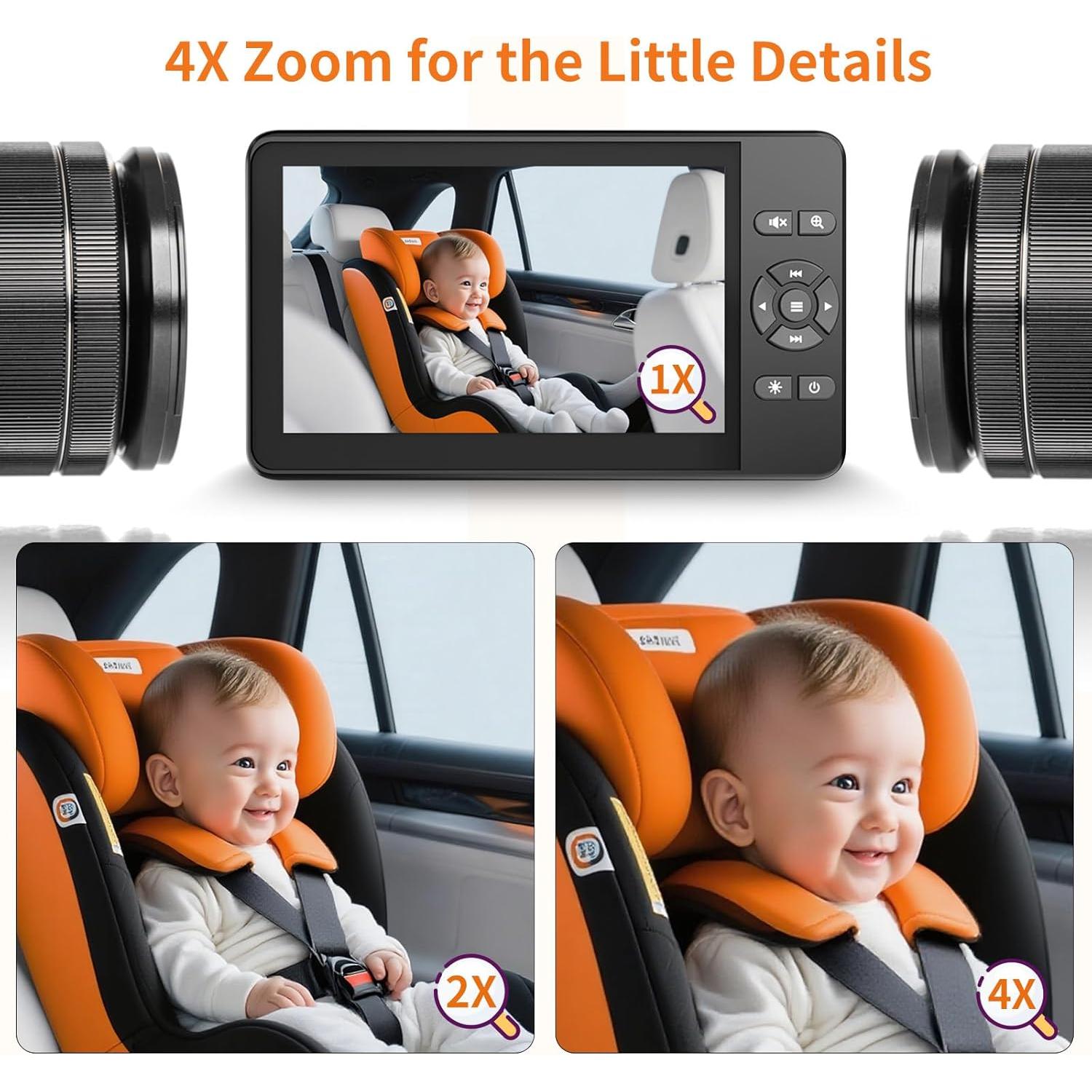 Cámara de Auto para Bebés CY401 4.3" HD 1080P con Zoom 4X