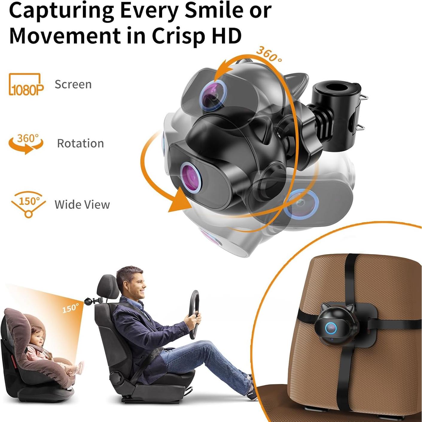 Cámara de Auto para Bebés CY401 4.3" HD 1080P con Zoom 4X