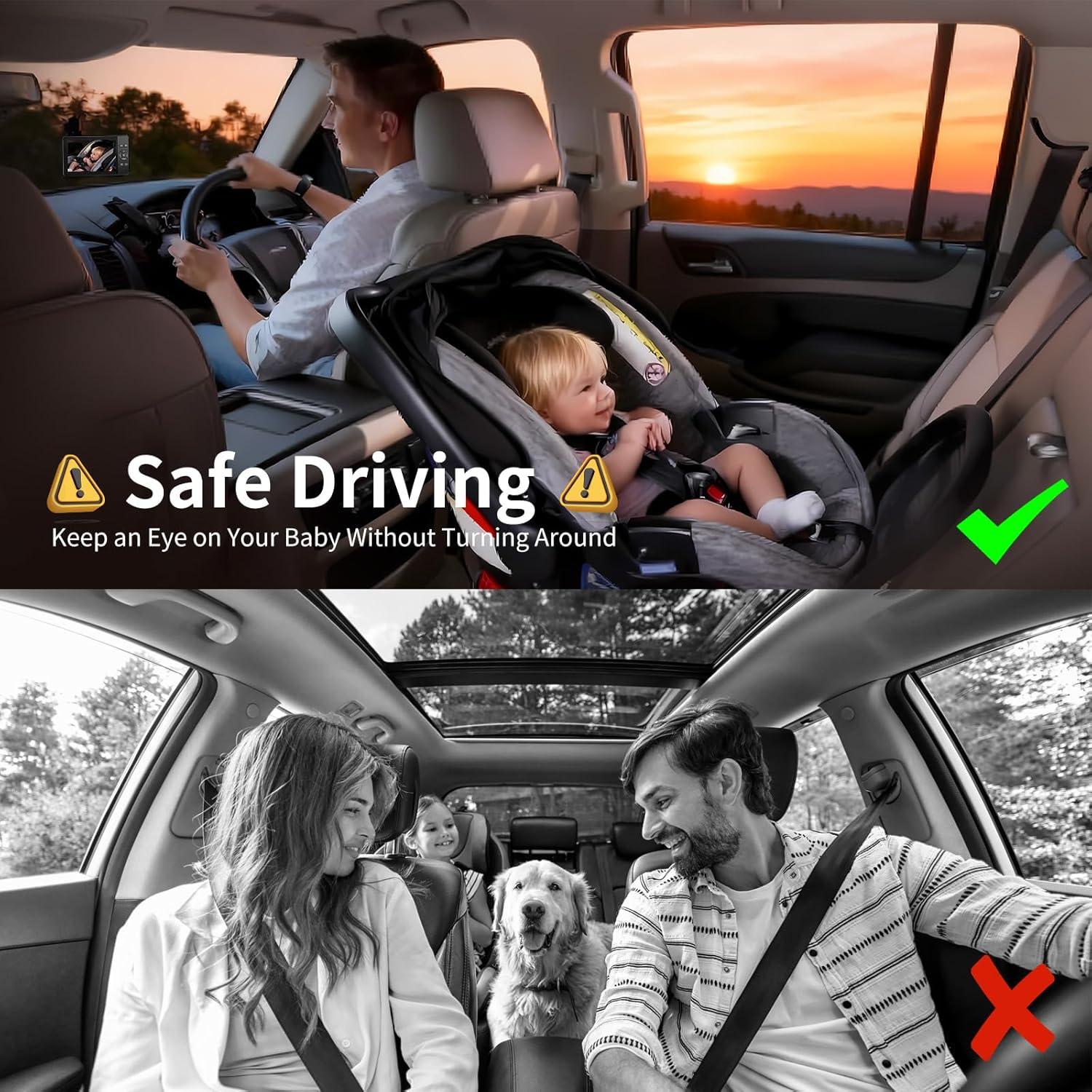 Cámara de Auto para Bebés CY401 4.3" HD 1080P con Zoom 4X