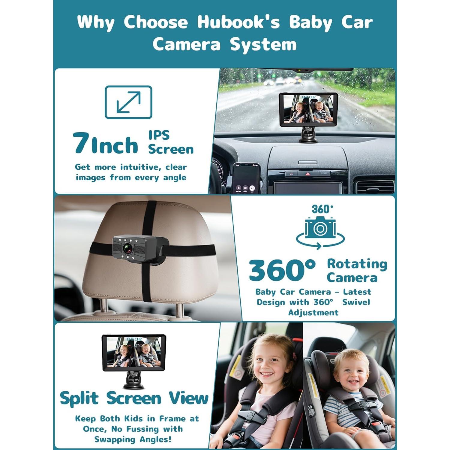 Cámara para Bebés HUBOOK con Pantalla de 7" HD y Doble Cámara