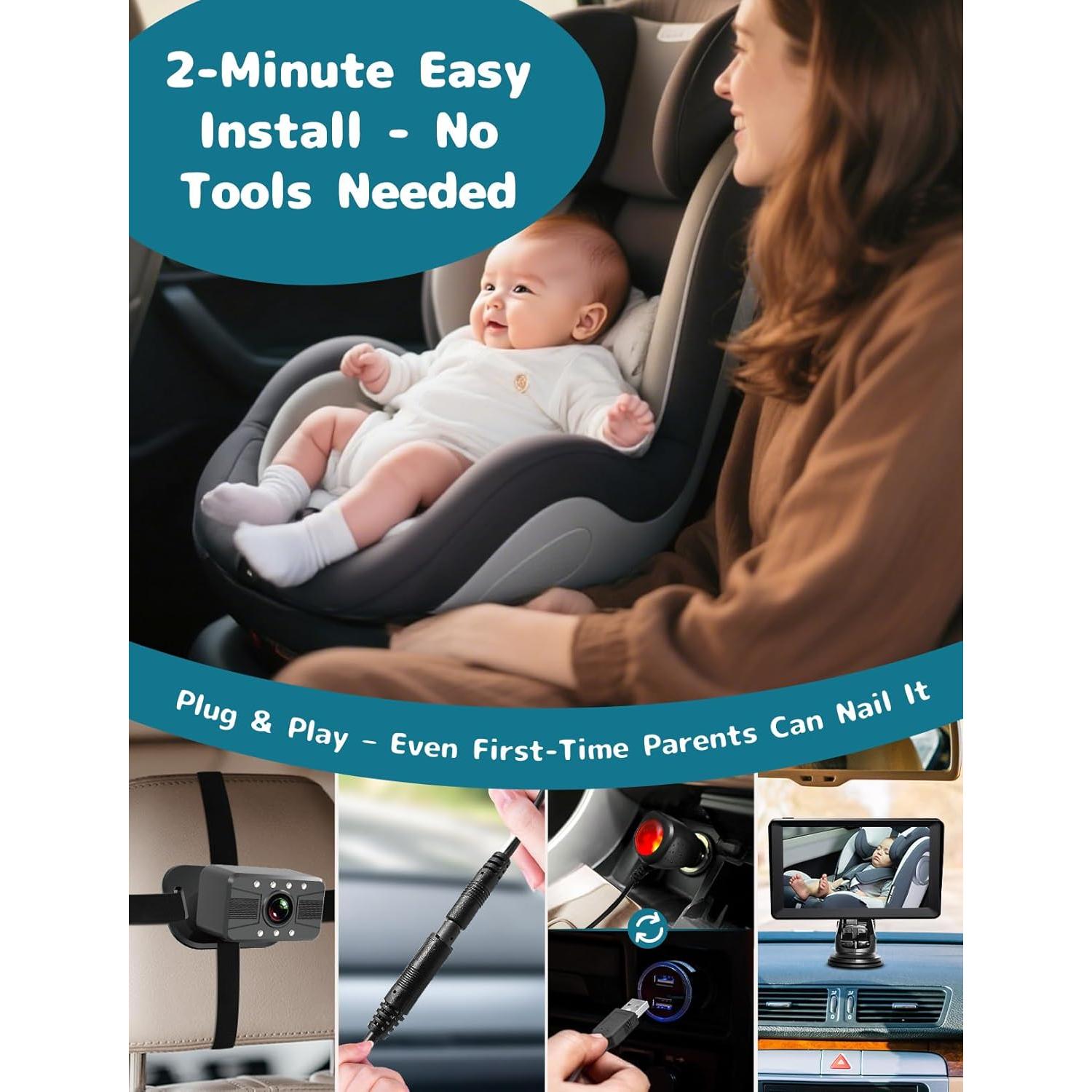 Cámara para Bebés HUBOOK con Pantalla de 7" HD y Doble Cámara