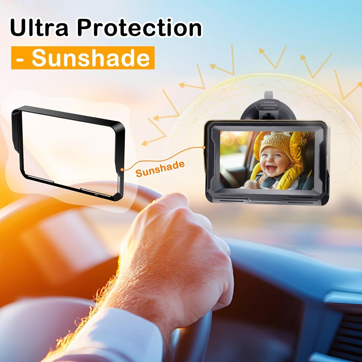 Cámara para Coche de Bebé AMTIFO 1080P HD Beige con Monitor 4.3"