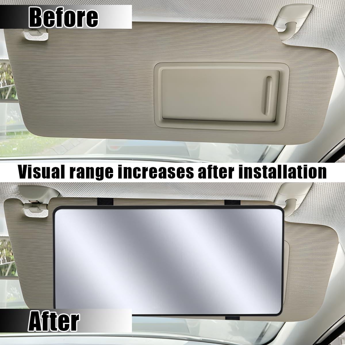 Espejo de Vanidad para Coche KHGUZ Universal Negro 26x13.5 cm