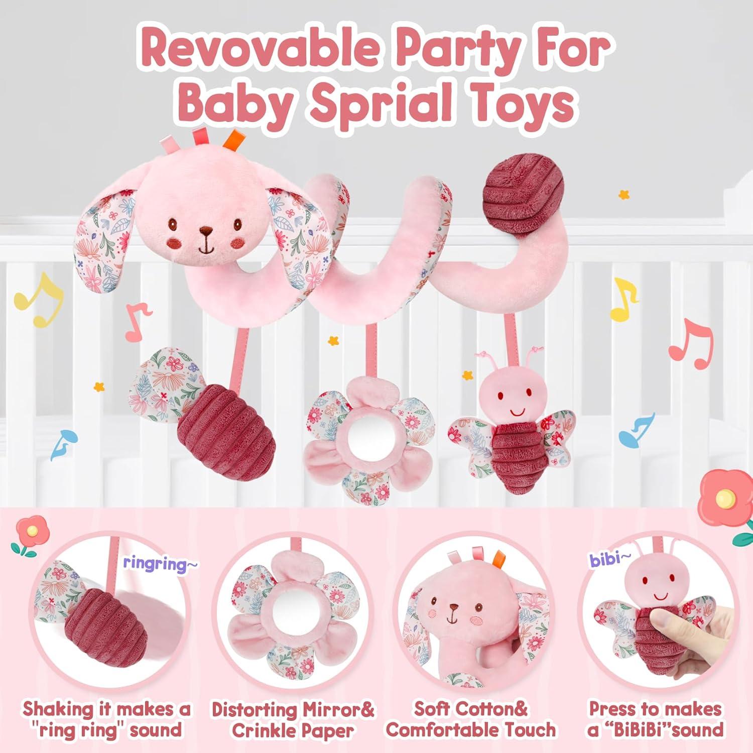 Juguete Colgante Espiral TSYAN para Asiento de Auto Bebé Rosa