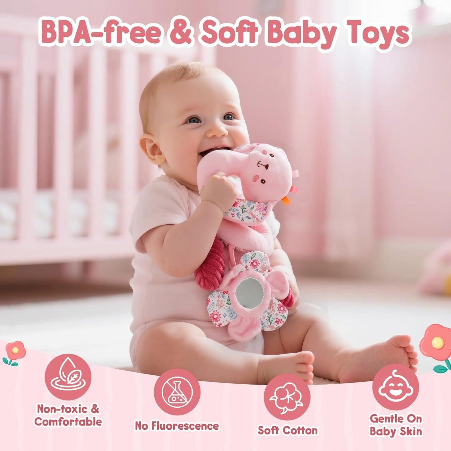 Juguete Colgante Espiral TSYAN para Asiento de Auto Bebé Rosa