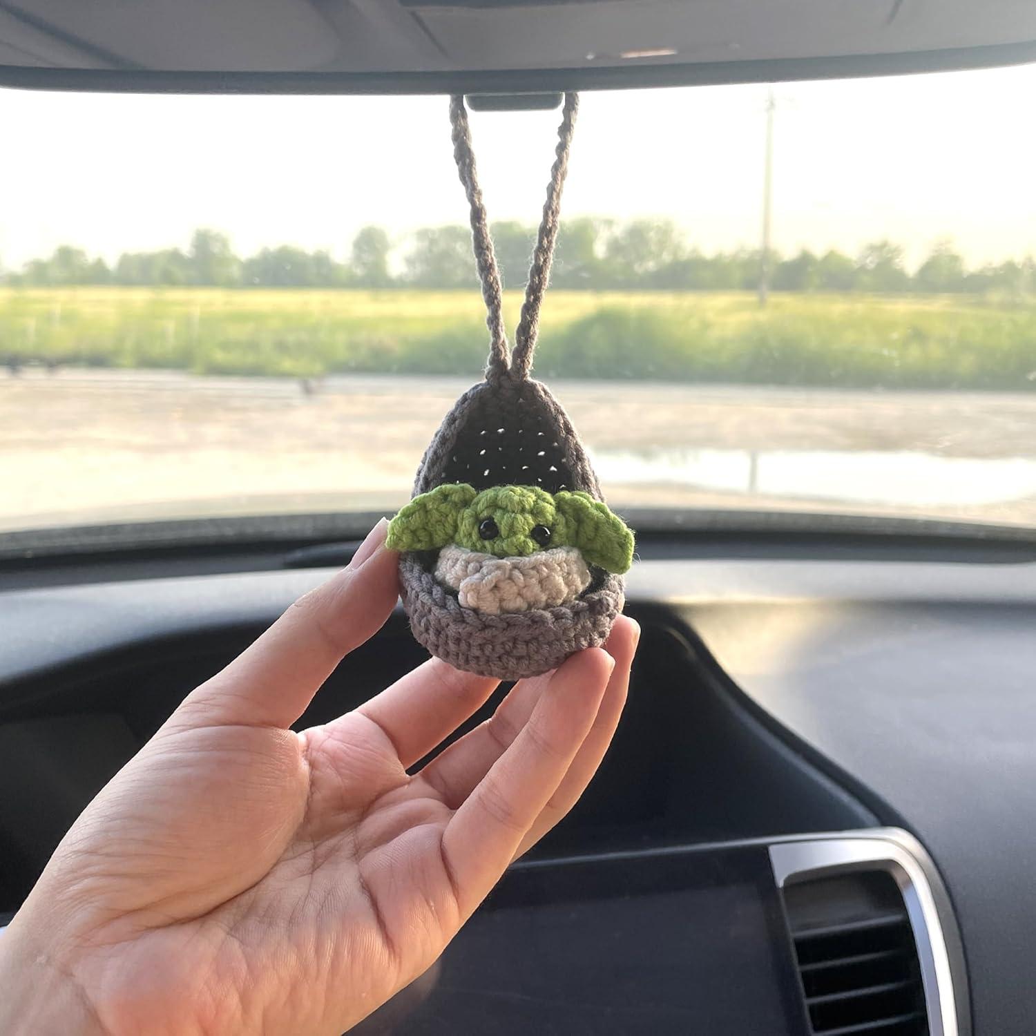 Adorno Colgante de Crochet DICHA Alienígena Verde para Auto