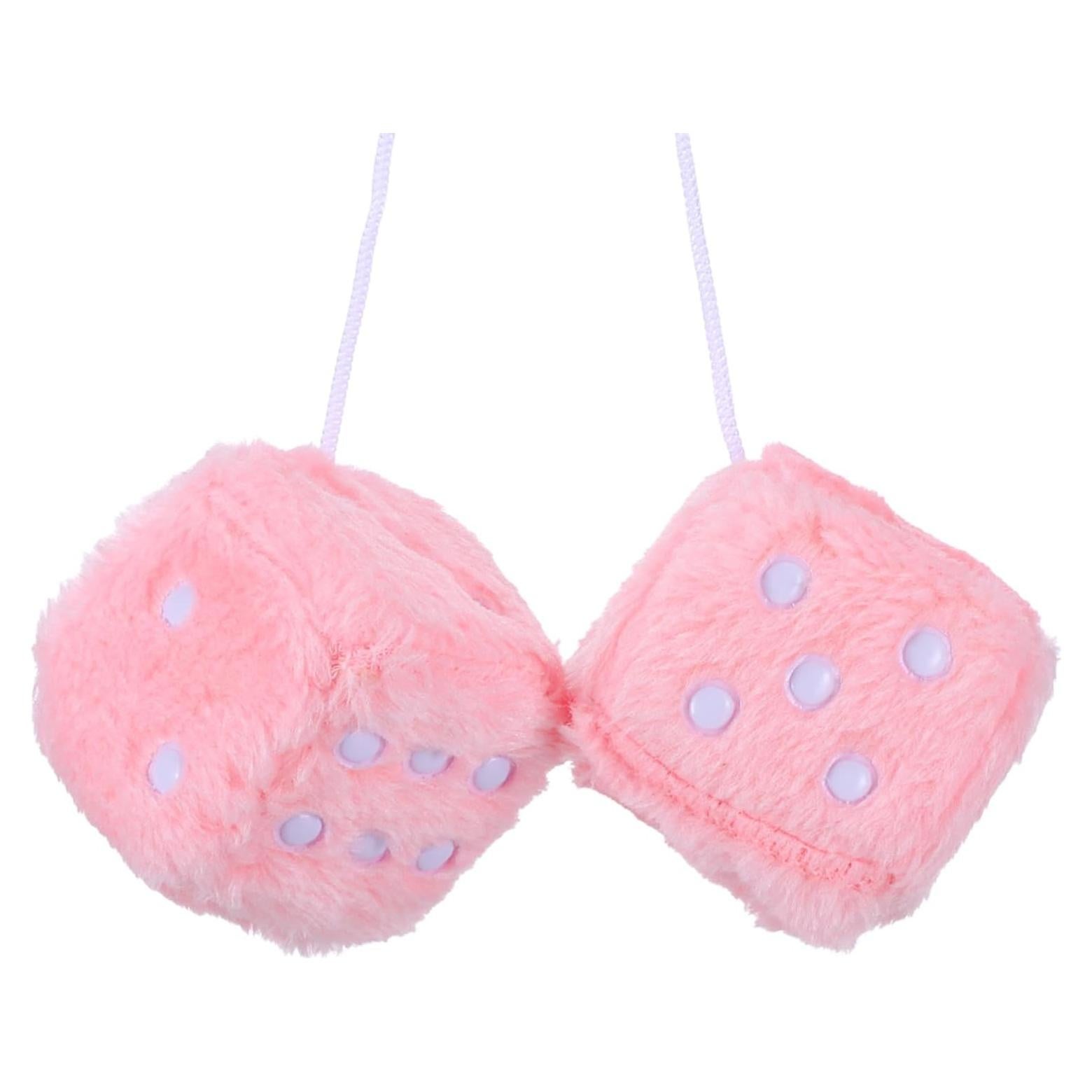Dados Peludos Telooco 6cm Rosa Bebé para Espejo Retrovisor