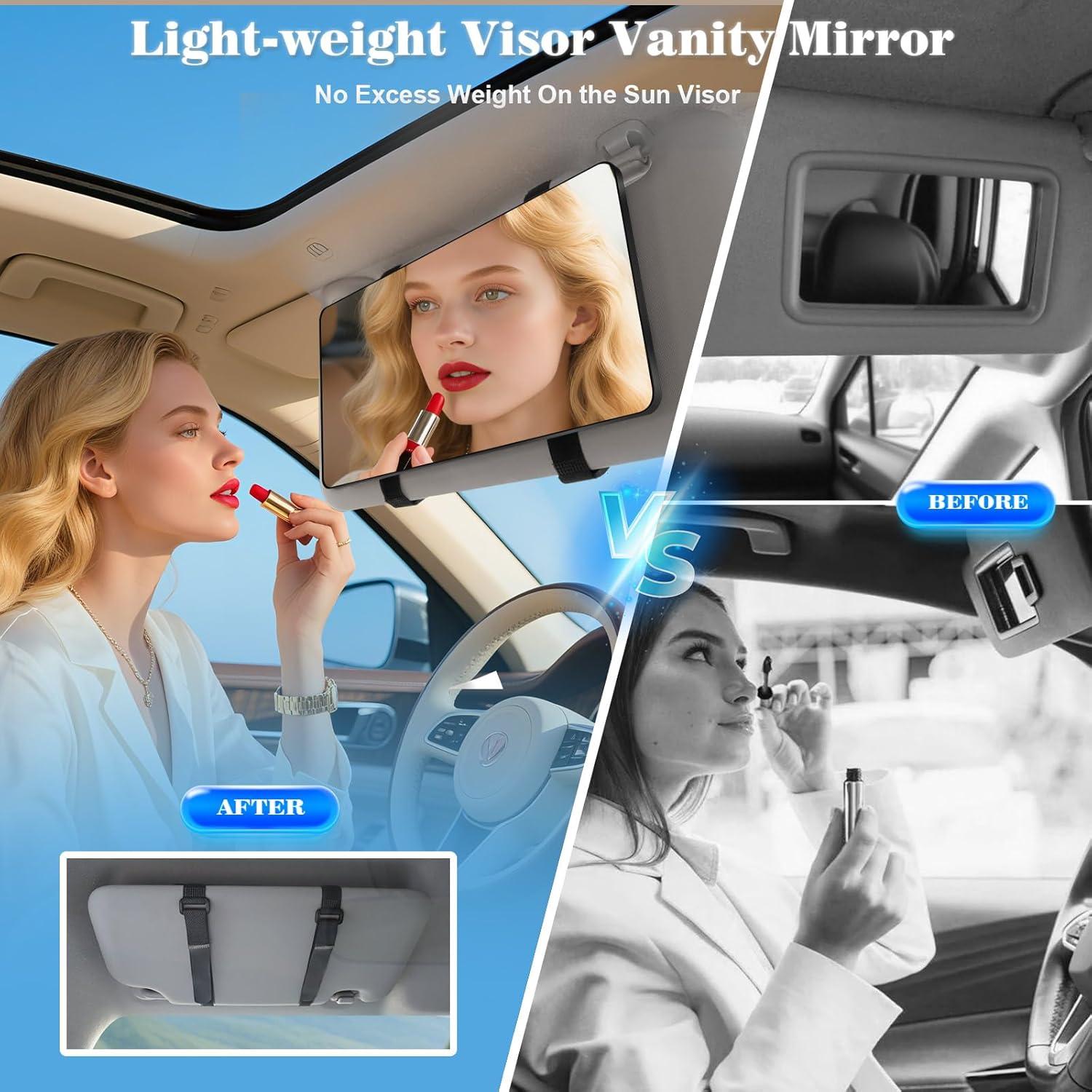 Espejo de Visera de Coche Saiggnyy Grande 25.4x12.7cm Negro