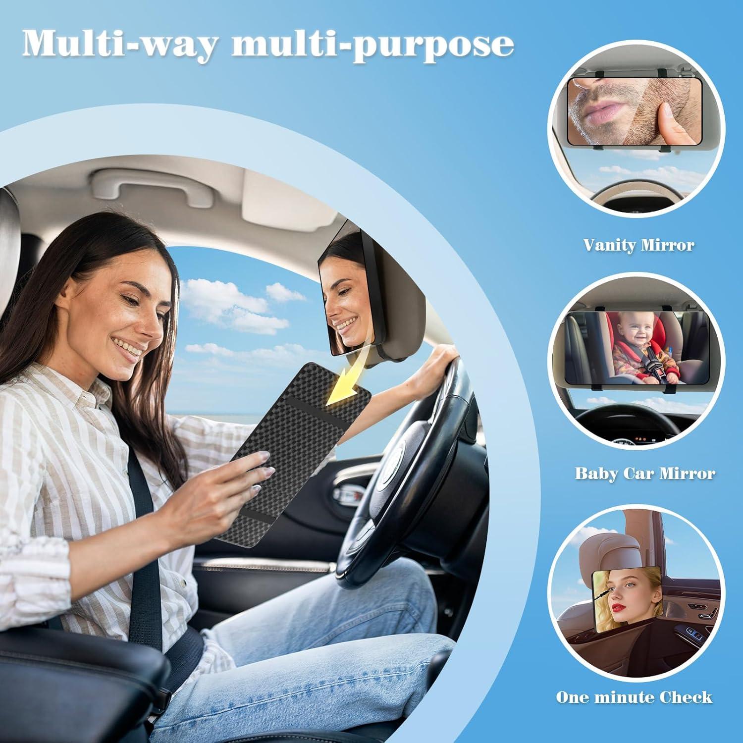 Espejo de Visera de Coche Saiggnyy Grande 25.4x12.7cm Negro