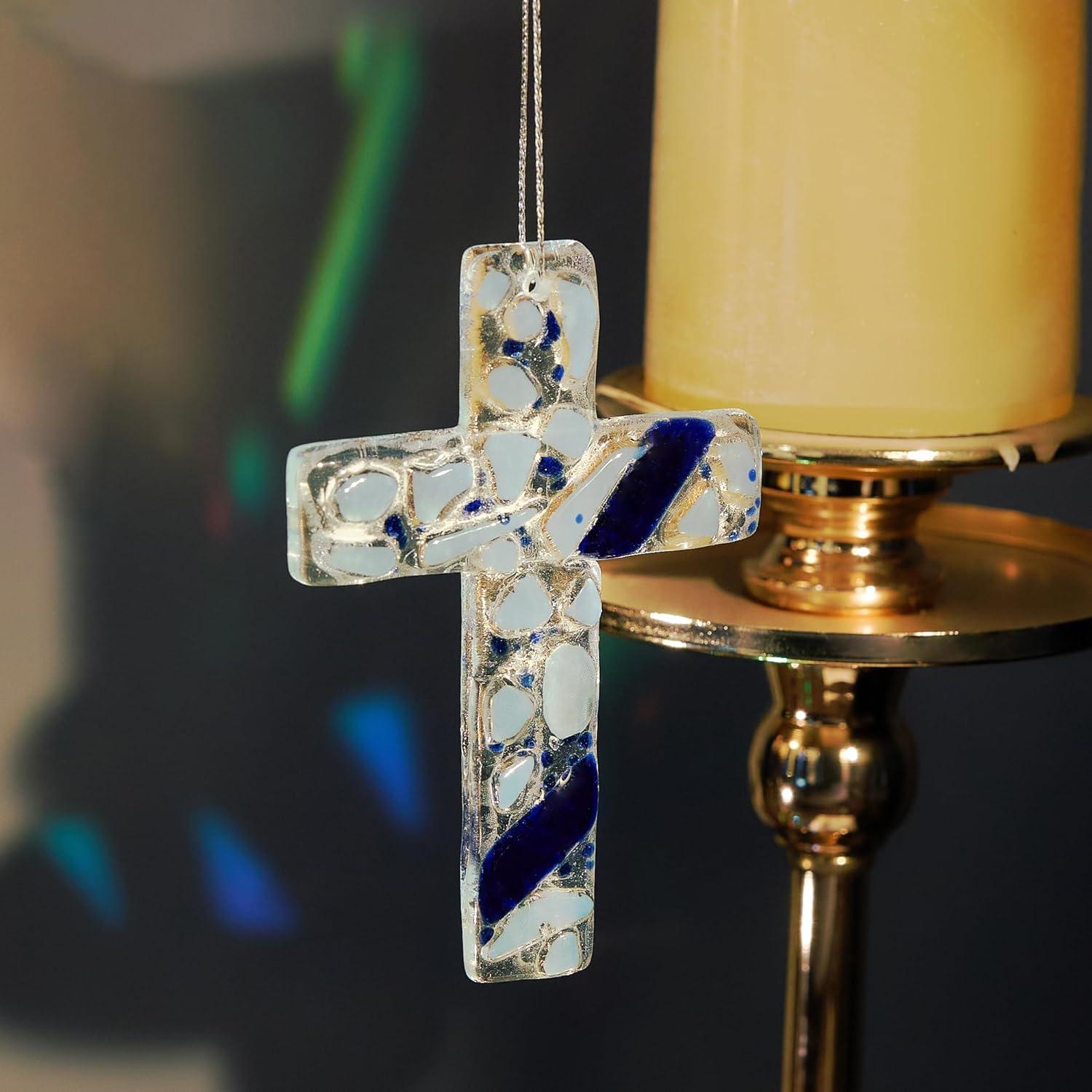 Cruz Colgante Cristiana H&D HYALINE & DORA Azul 10.16x7.62cm
