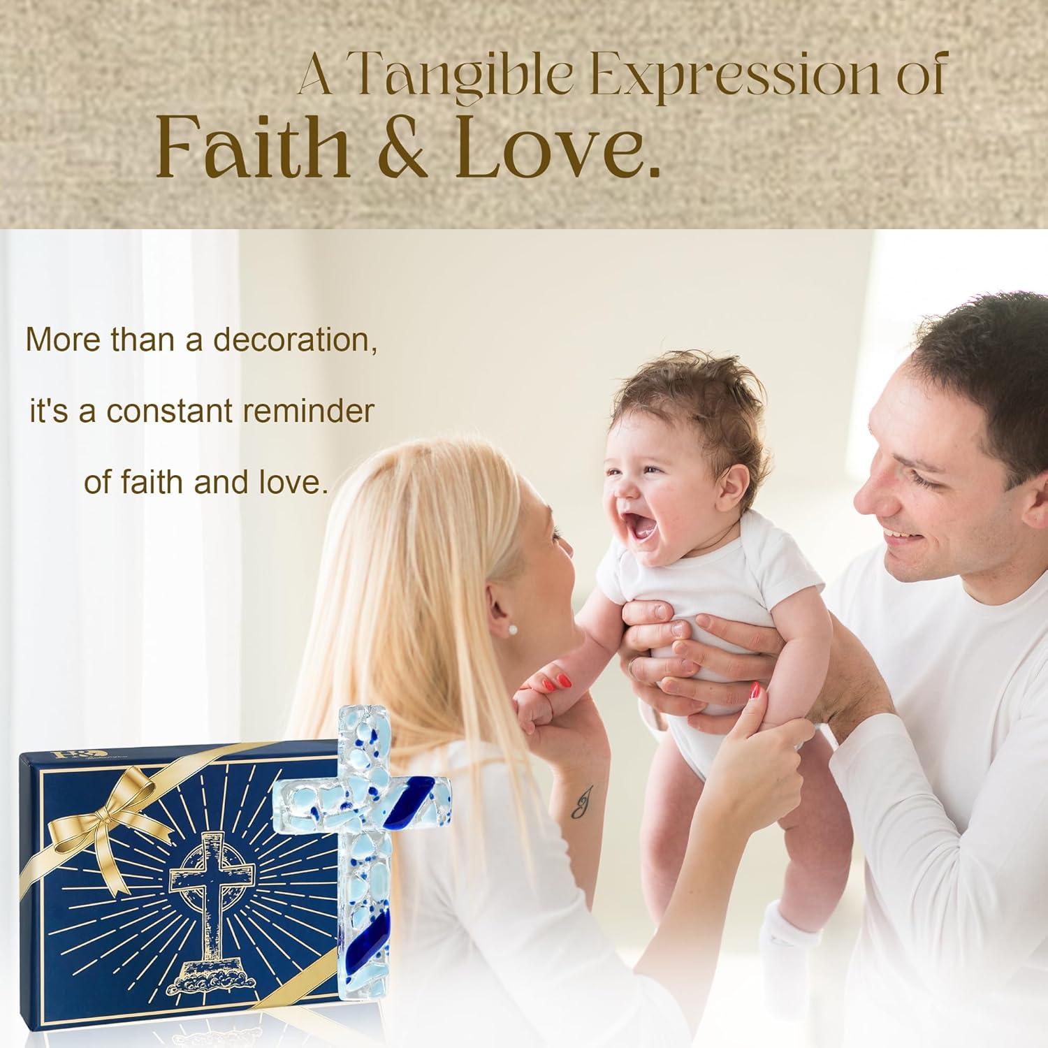 Cruz Colgante Cristiana H&D HYALINE & DORA Azul 10.16x7.62cm