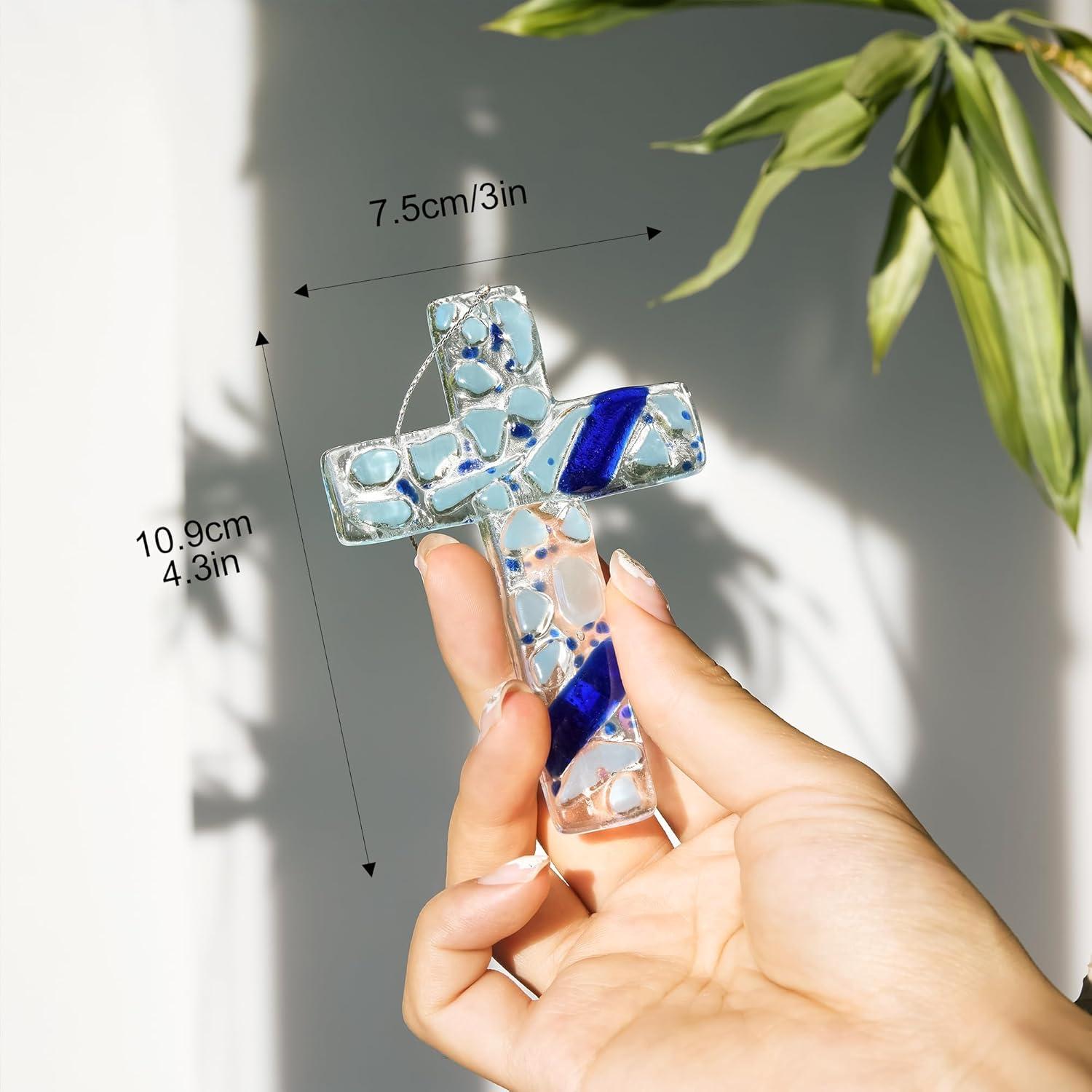 Cruz Colgante Cristiana H&D HYALINE & DORA Azul 10.16x7.62cm