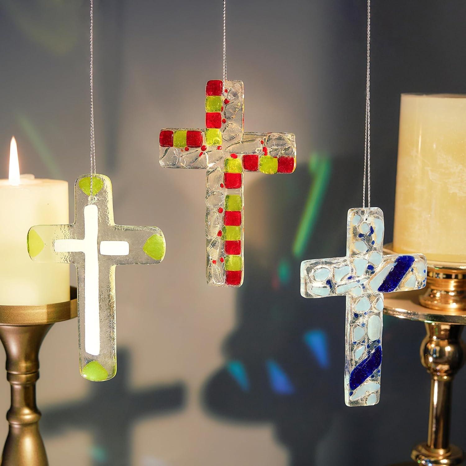 Cruz Colgante Cristiana H&D HYALINE & DORA Azul 10.16x7.62cm