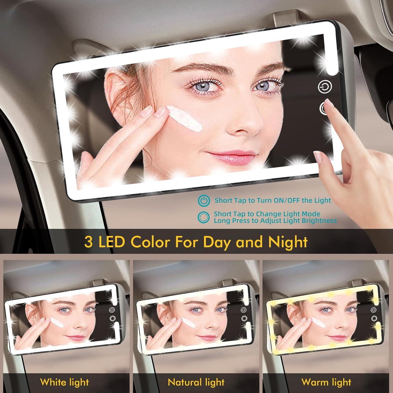 Espejo de Vanidad LED JJhxr para Visera de Coche Negro