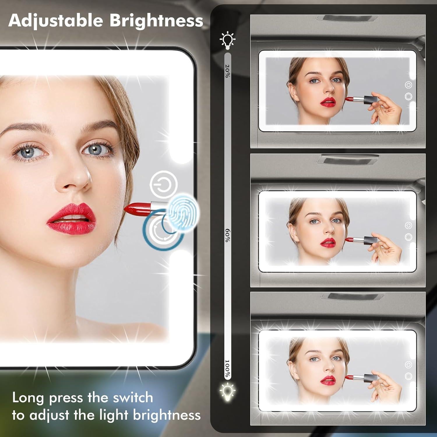 Espejo de Vanidad LED JJhxr para Visera de Coche Negro