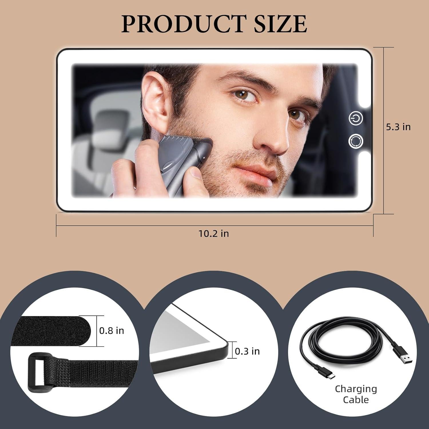 Espejo de Vanidad LED JJhxr para Visera de Coche Negro