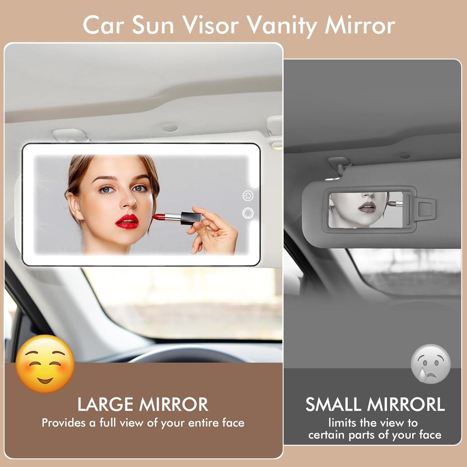 Espejo de Vanidad LED JJhxr para Visera de Coche Negro