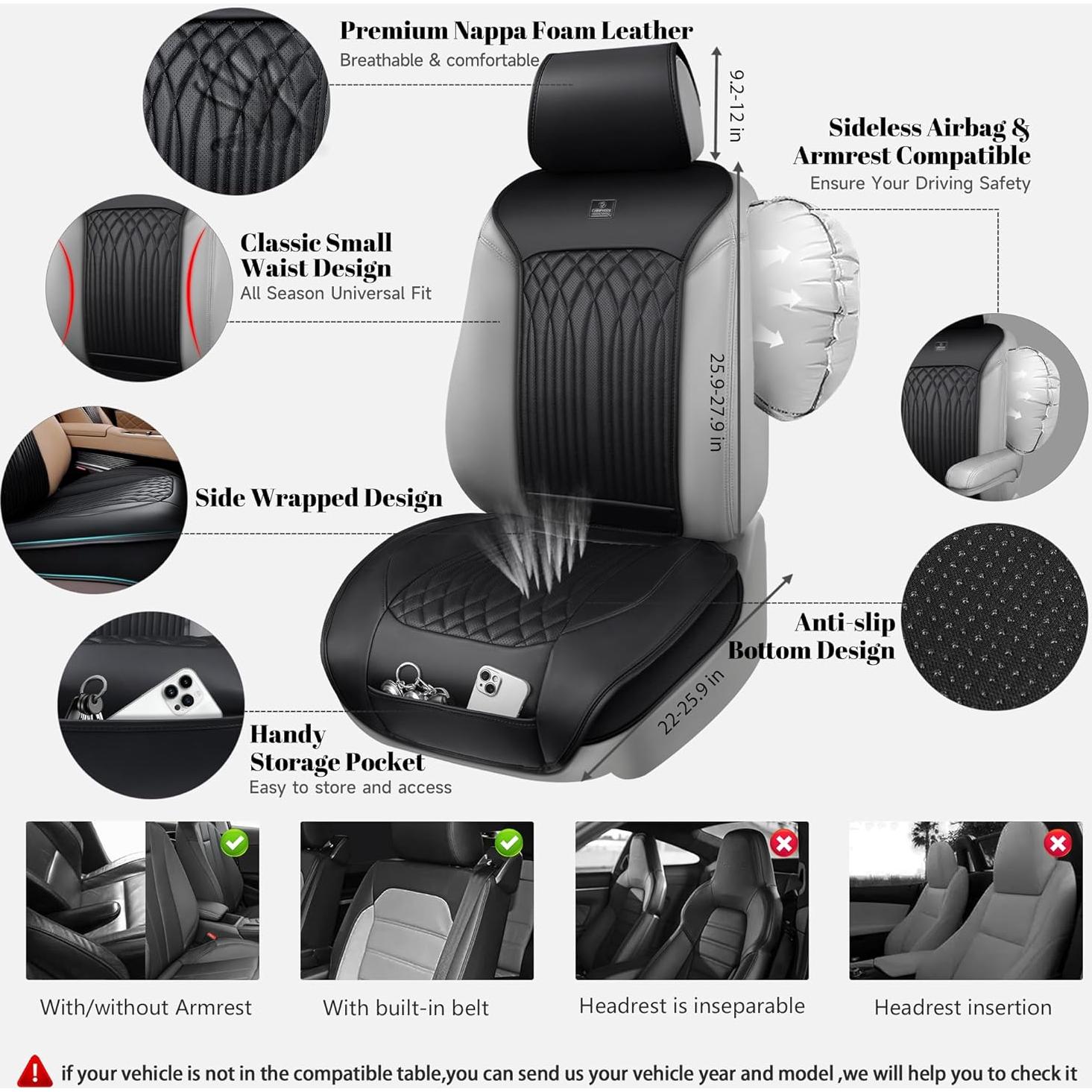 Fundas de Asiento de Cuero Nappa CAR PASS - Ajuste Universal
