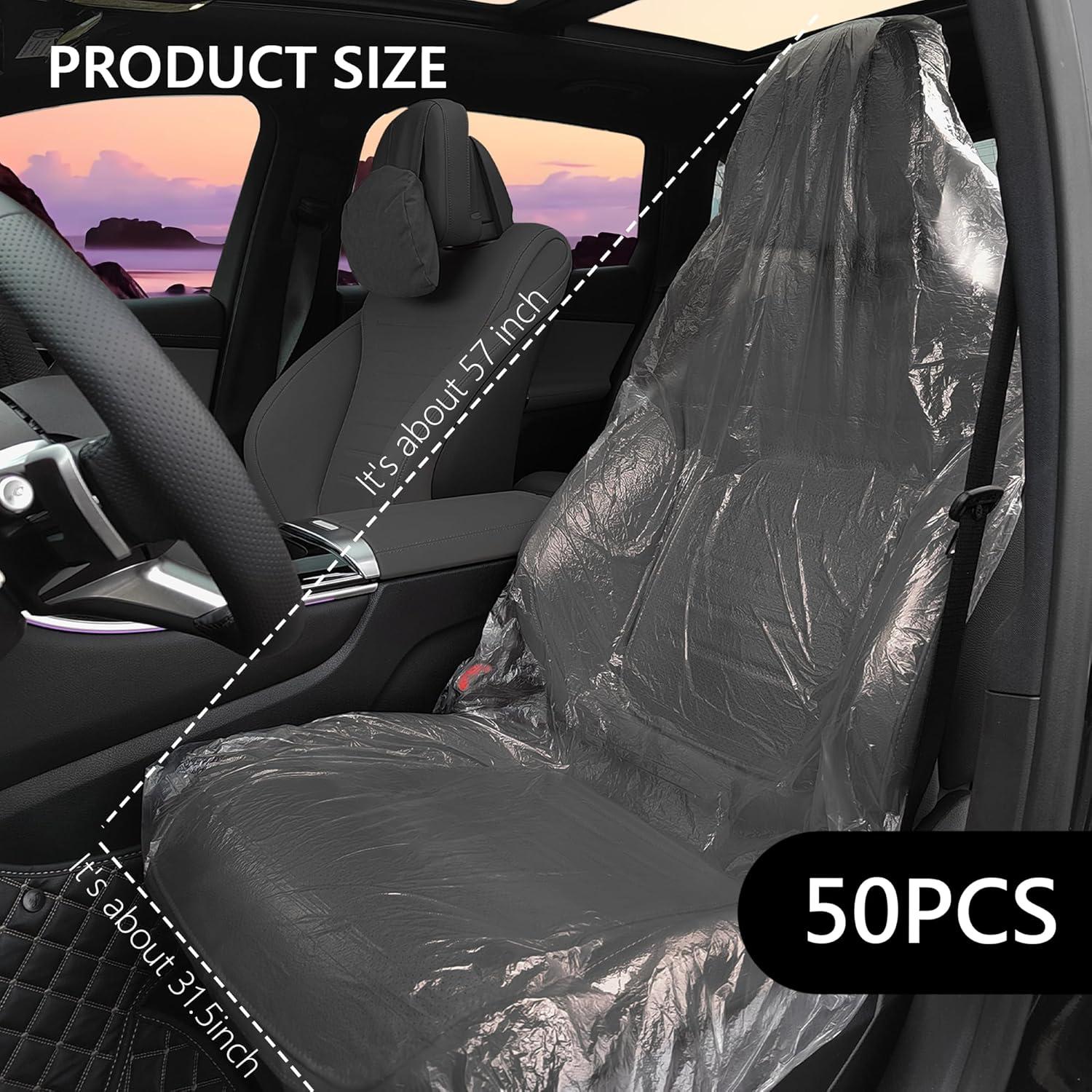 50 Fundas de Asiento de Coche Desechables Carleef Transparentes