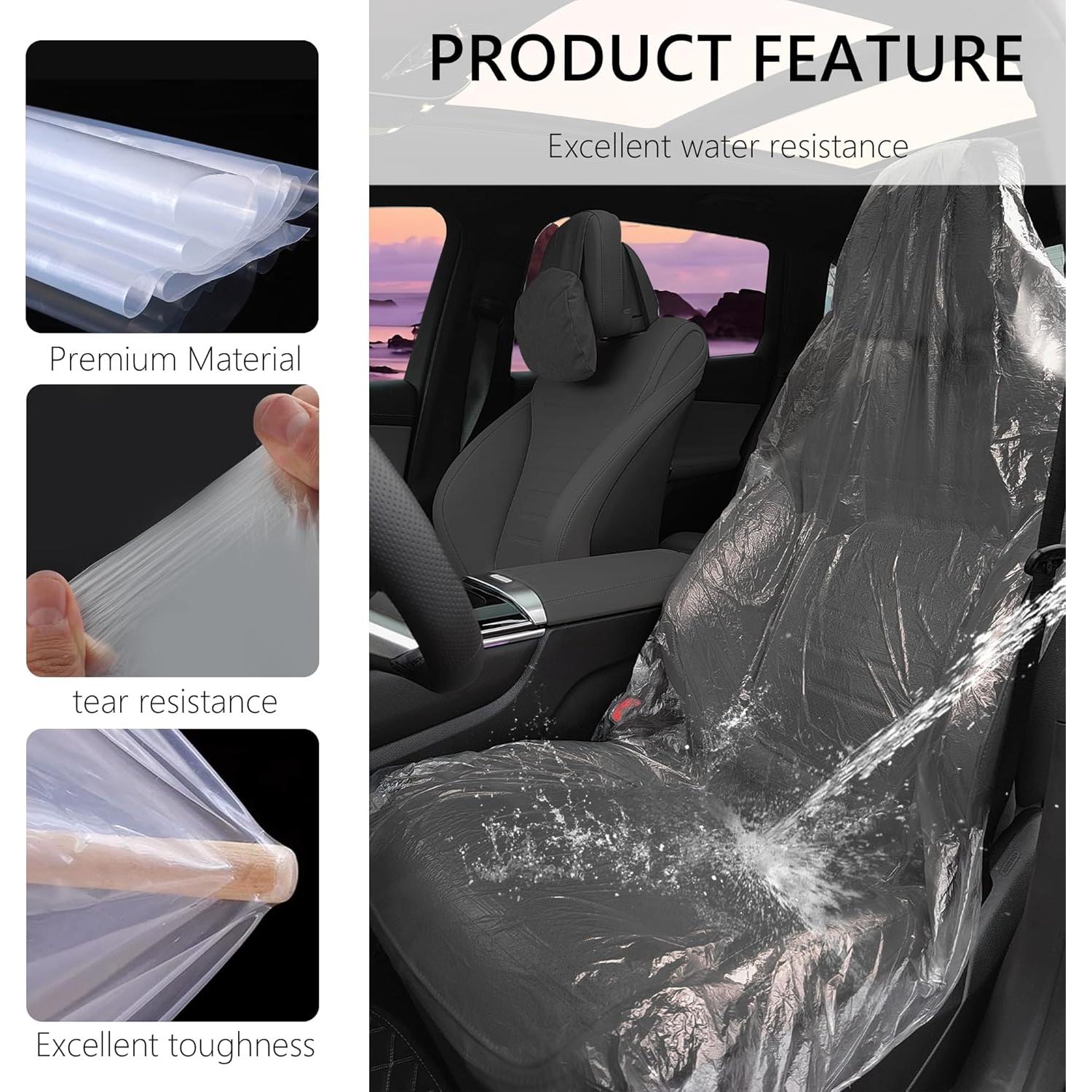 50 Fundas de Asiento de Coche Desechables Carleef Transparentes