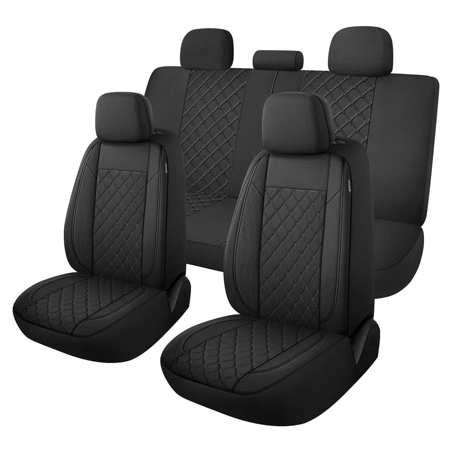 Fundas de Asiento de Coche YGL Juego Completo Negro Transpirables