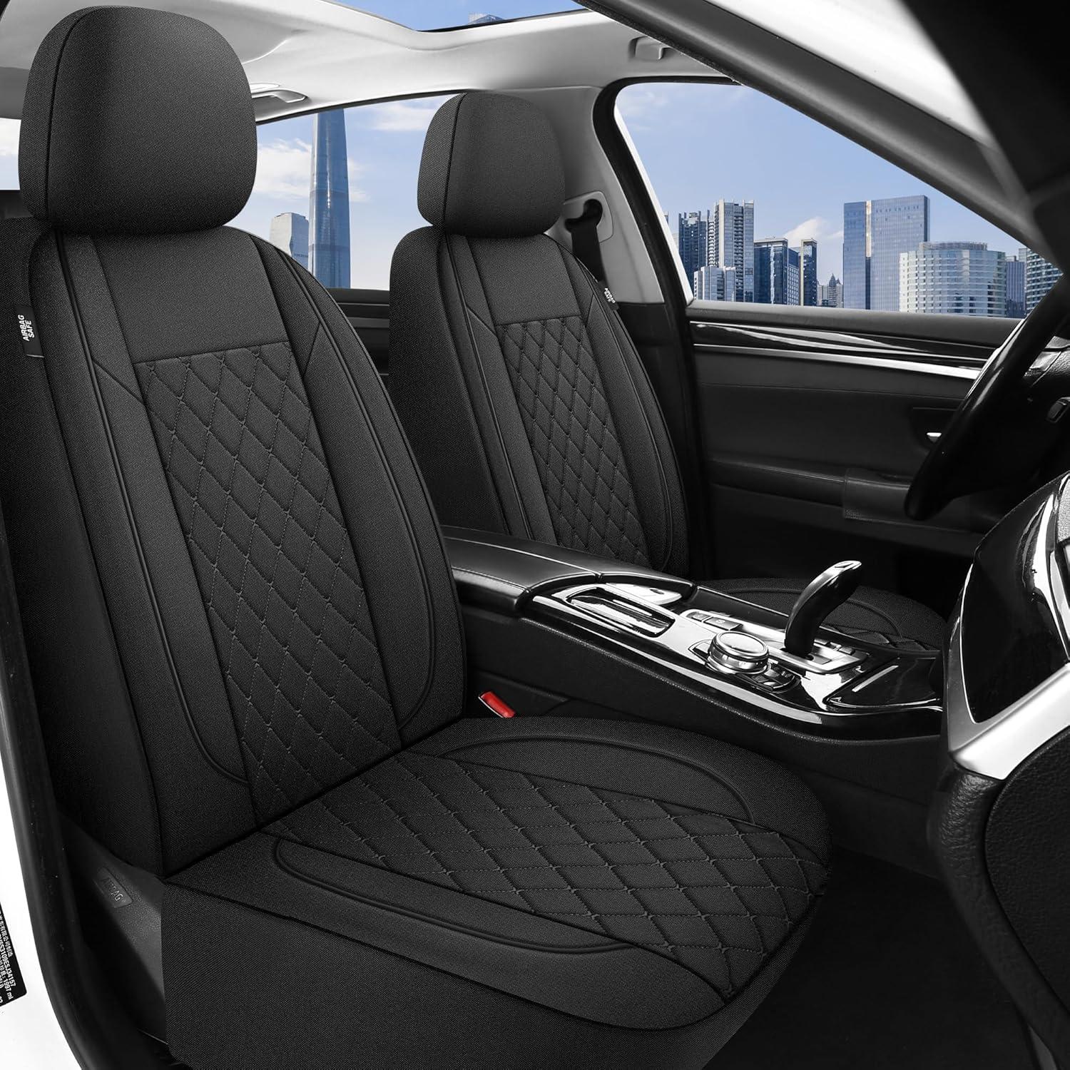 Fundas de Asiento de Coche YGL Juego Completo Negro Transpirables