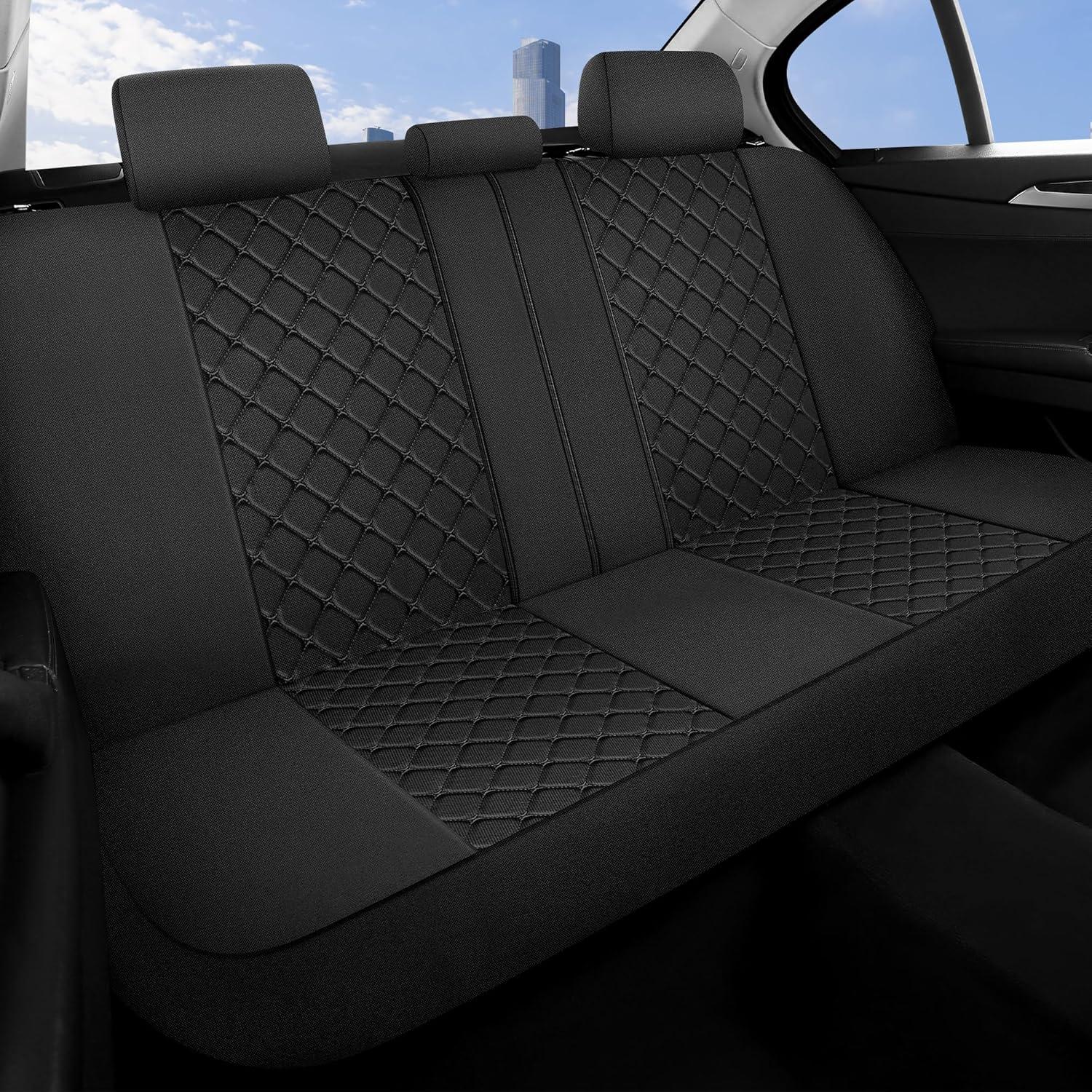 Fundas de Asiento de Coche YGL Juego Completo Negro Transpirables