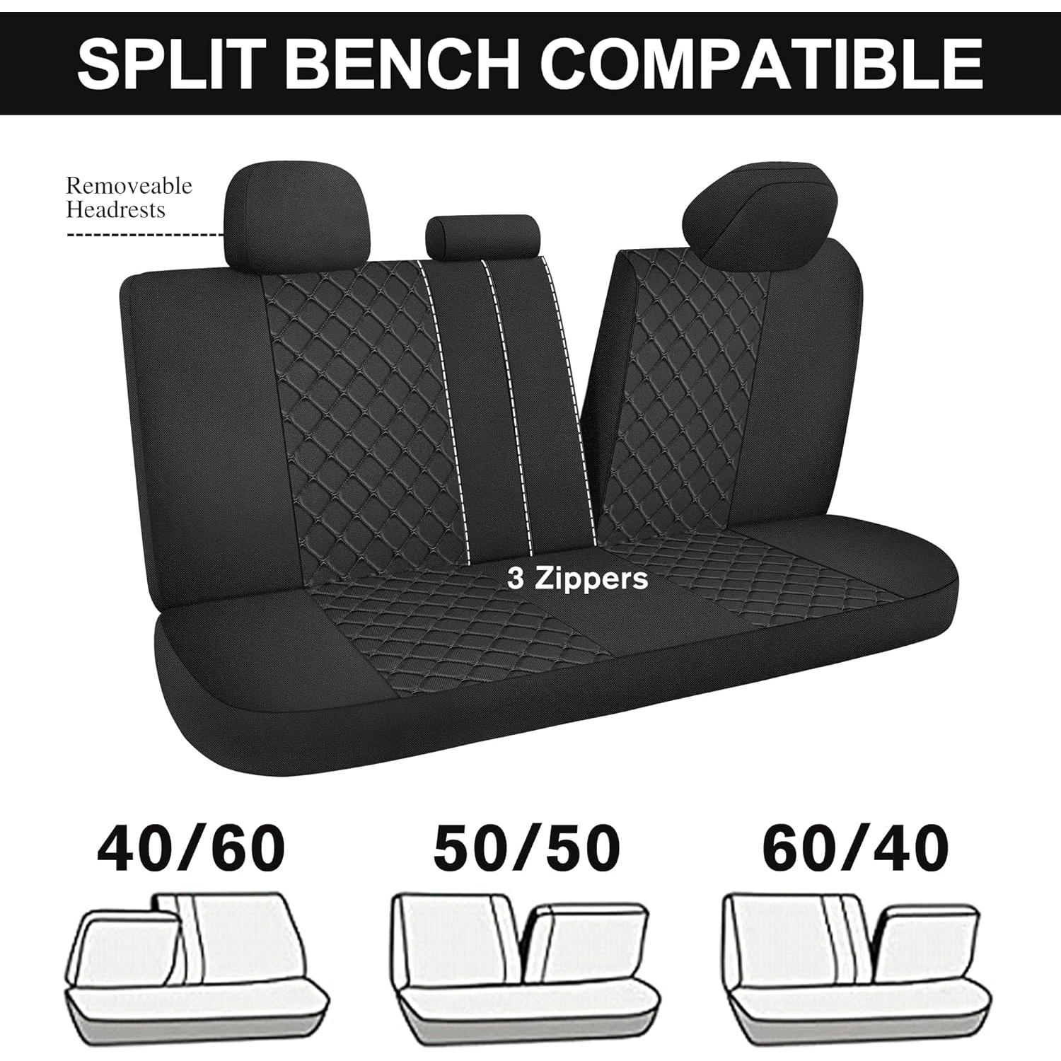 Fundas de Asiento de Coche YGL Juego Completo Negro Transpirables