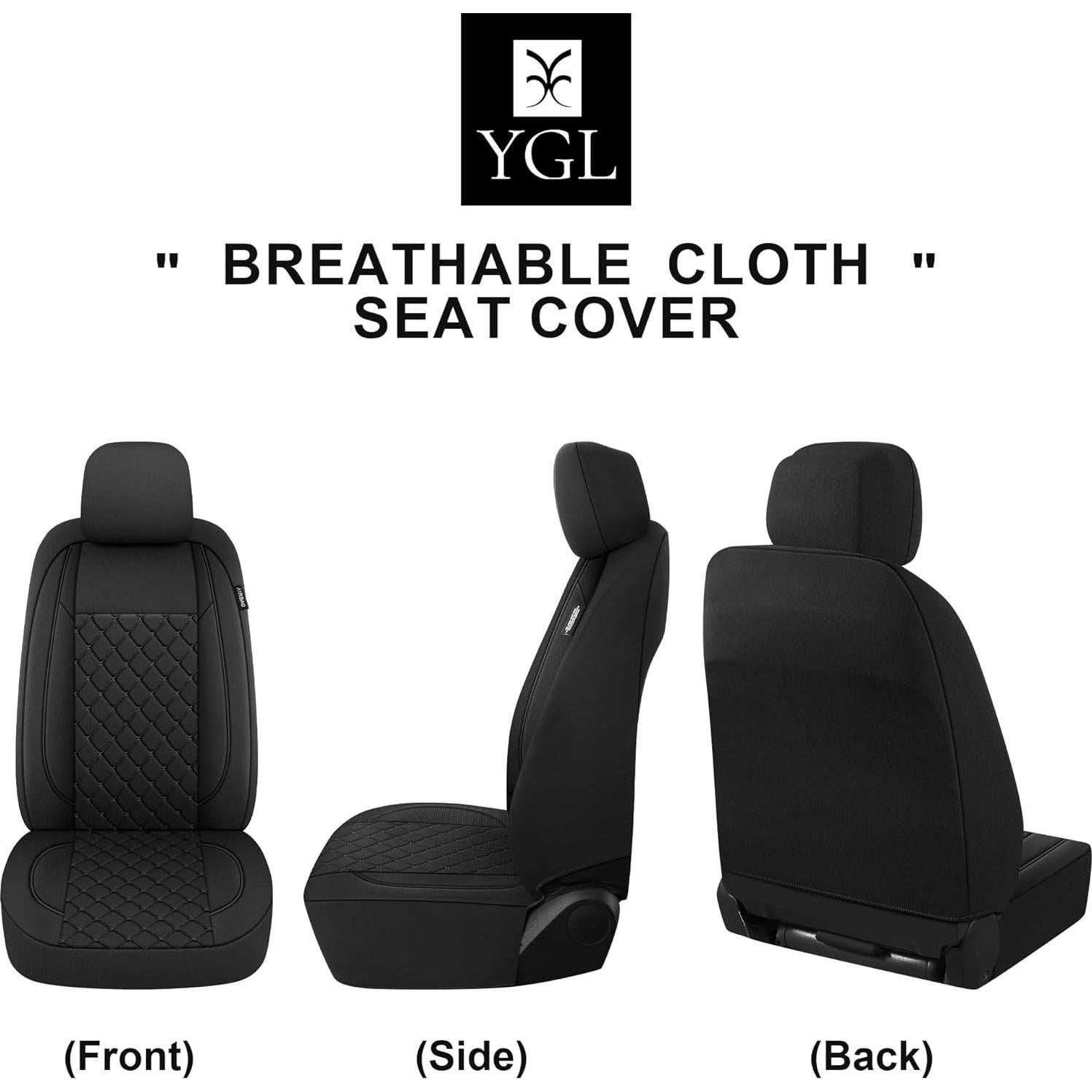 Fundas de Asiento de Coche YGL Juego Completo Negro Transpirables