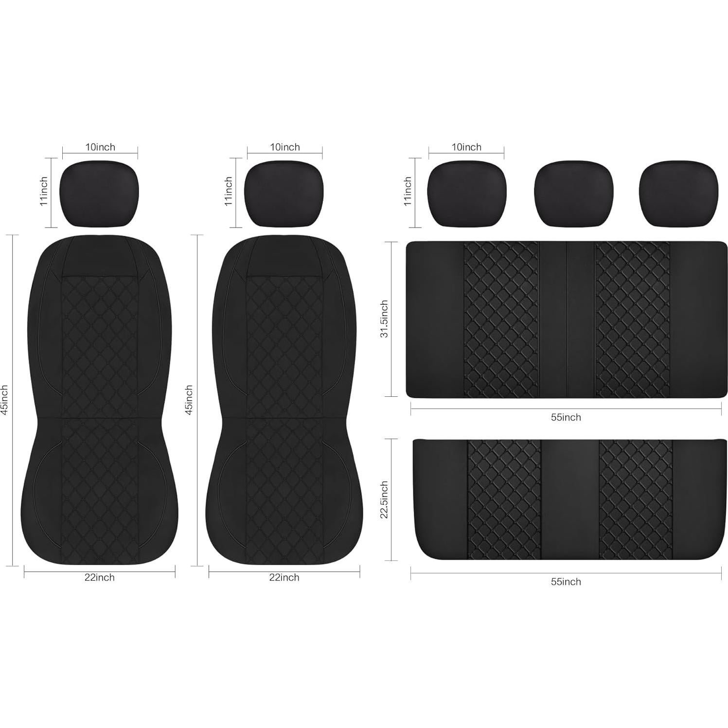 Fundas de Asiento de Coche YGL Juego Completo Negro Transpirables