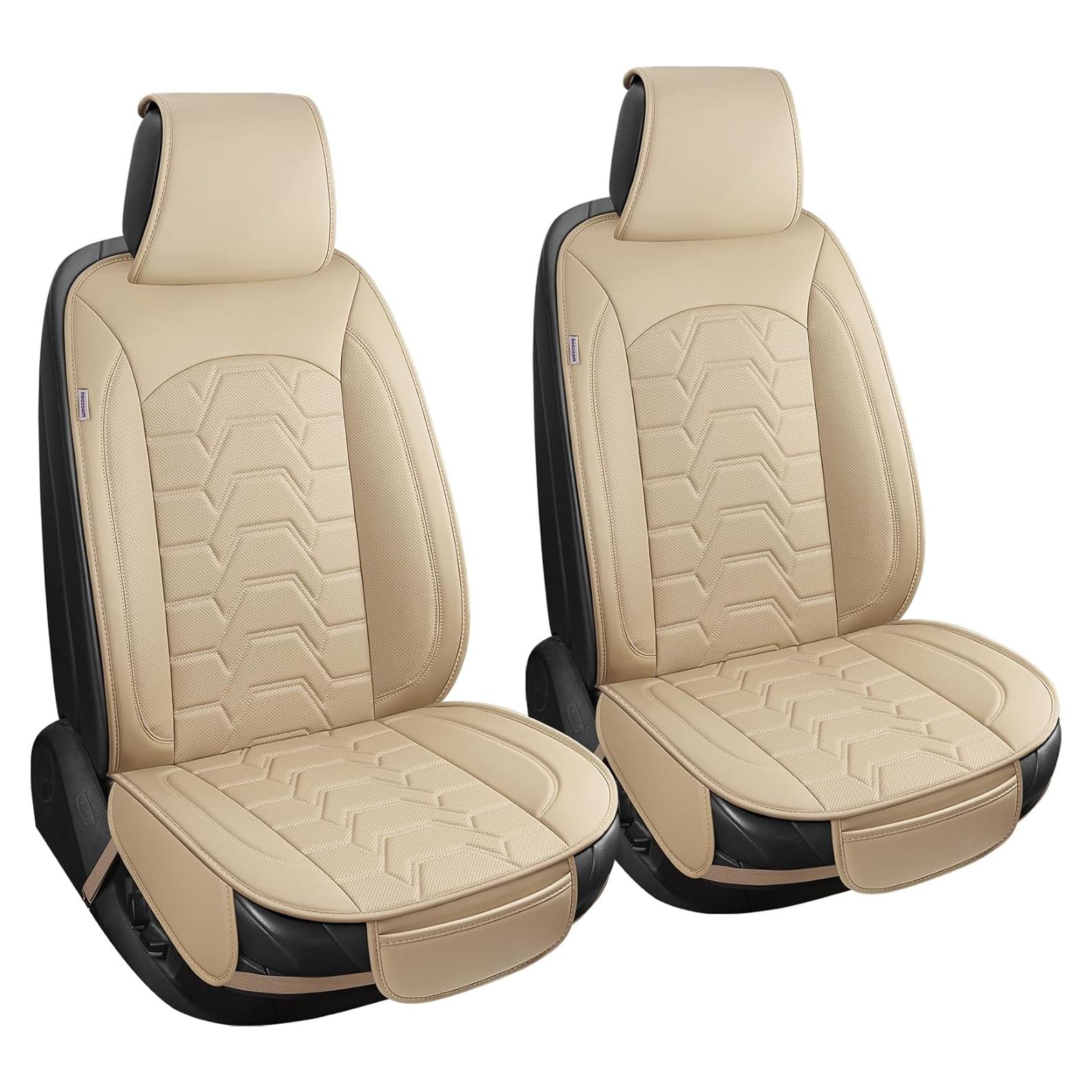Cubiertas de Asientos de Coche Hoozoom Cuero Beige 2PCS