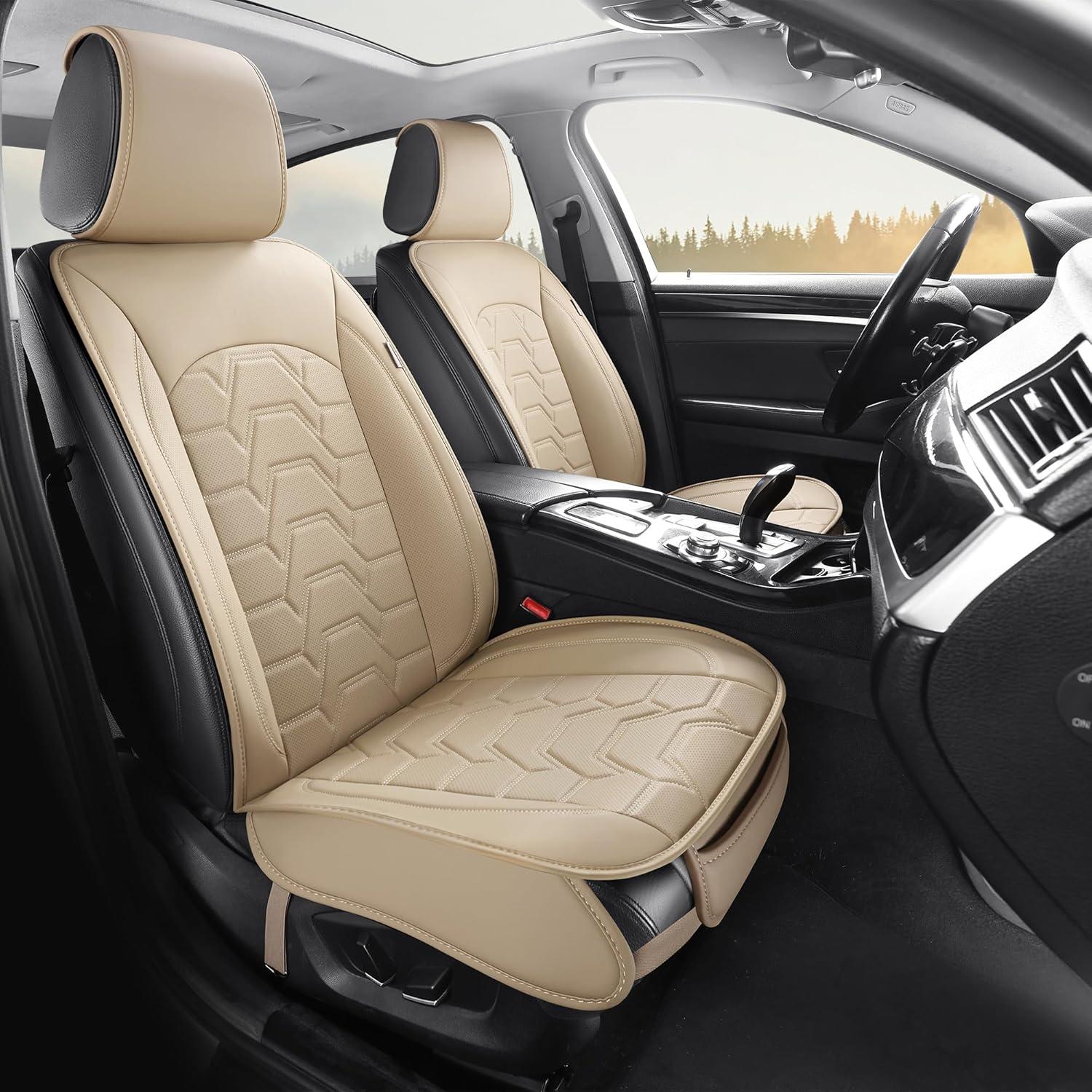 Cubiertas de Asientos de Coche Hoozoom Cuero Beige 2PCS