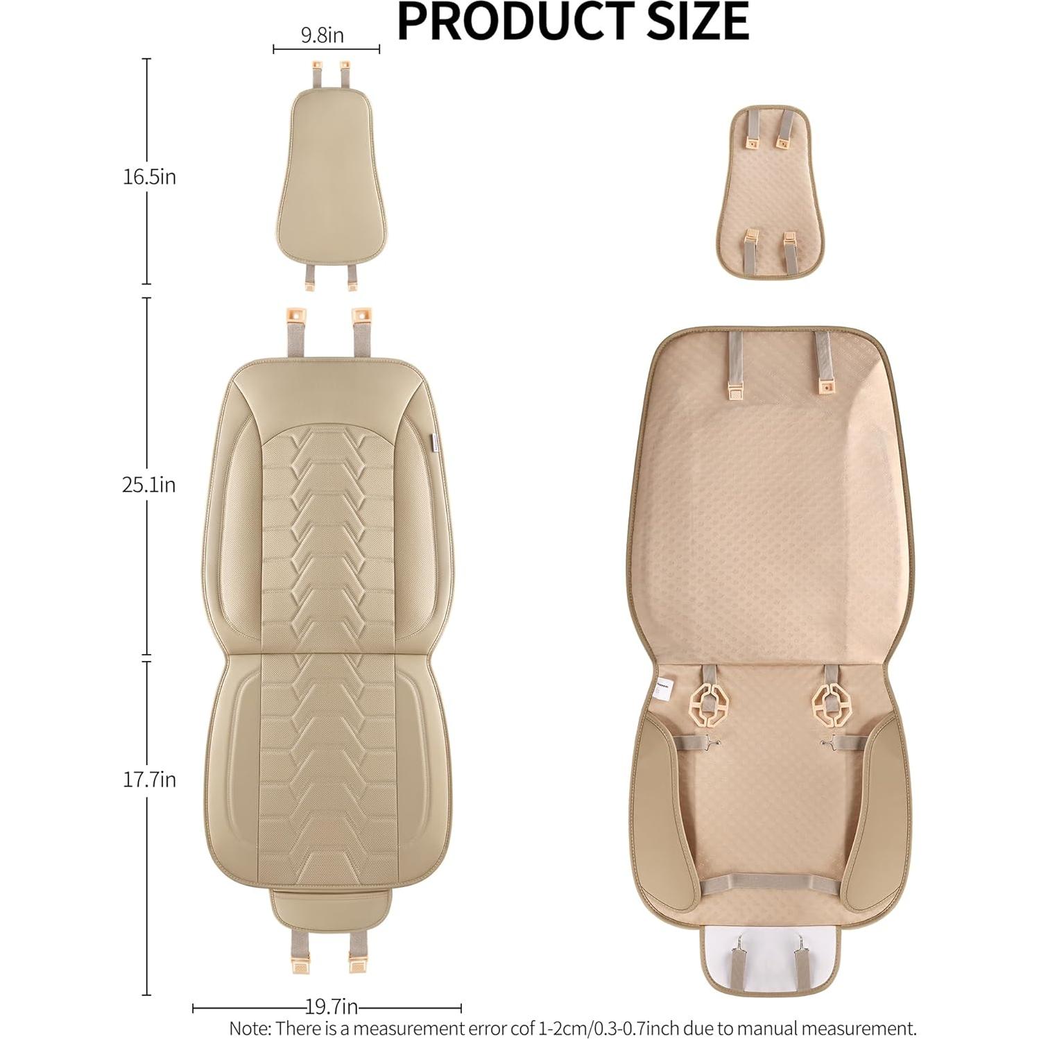 Cubiertas de Asientos de Coche Hoozoom Cuero Beige 2PCS