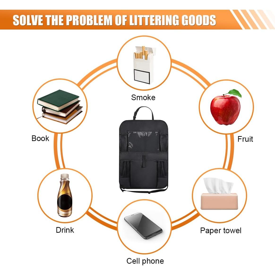 Organizador de Asiento Trasero de Coche GAOLAOSY Negro 61.5x40.9cm