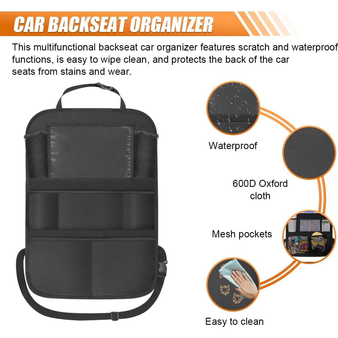 Organizador de Asiento Trasero UHANBUT 2PCS Negro Tela Oxford